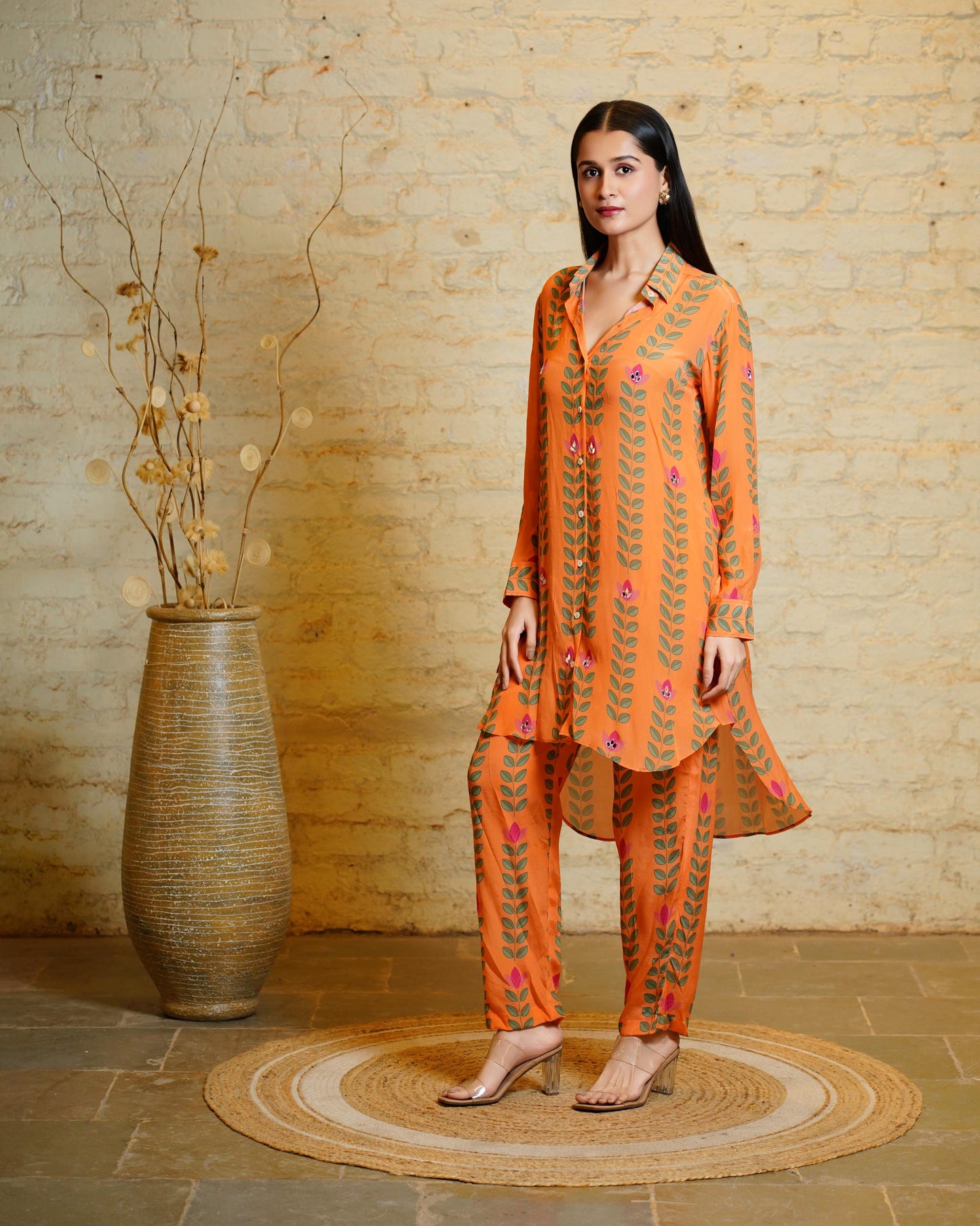 SANIA BIG LEAVES ORANGE CO-ORD SET