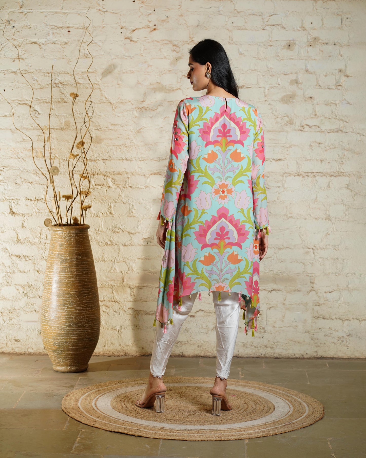 SEHER BIG LOTUS AQUA TUNIC & DHOTI