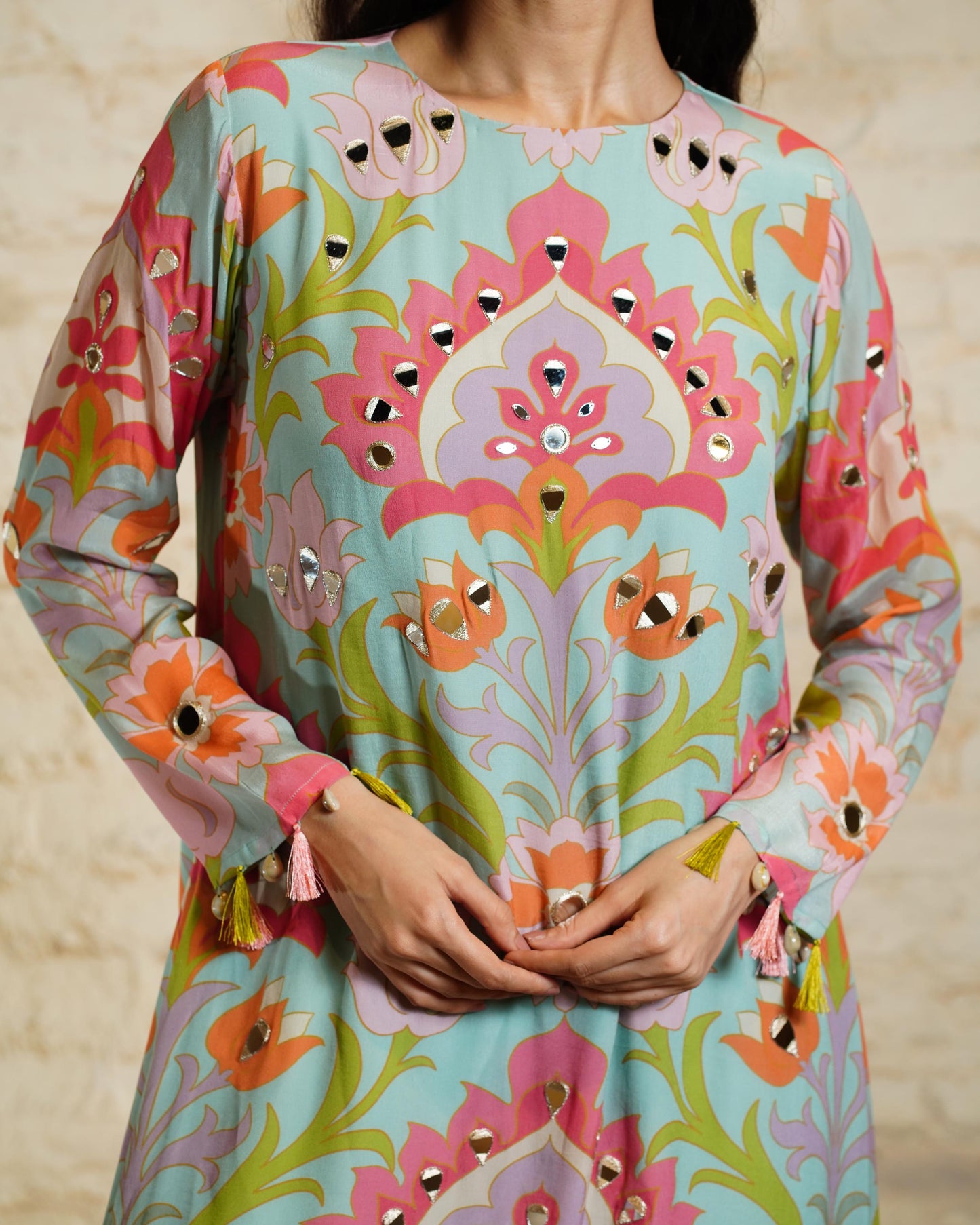 SEHER BIG LOTUS AQUA TUNIC & DHOTI
