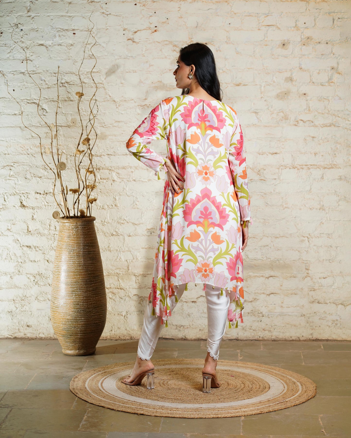 SEHER BIG LOTUS IVORY TUNIC & DHOTI