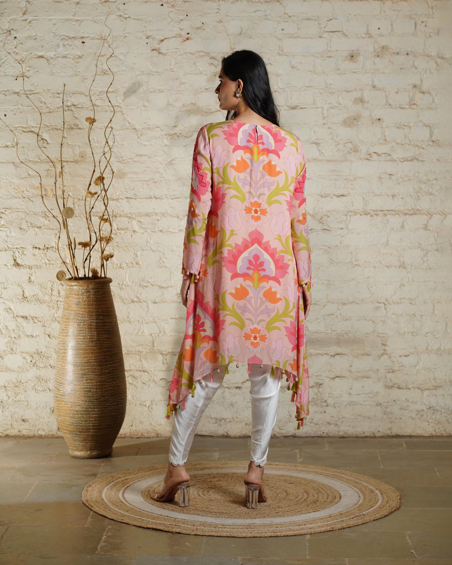 SEHER BIG LOTUS ROSE TUNIC & DHOTI