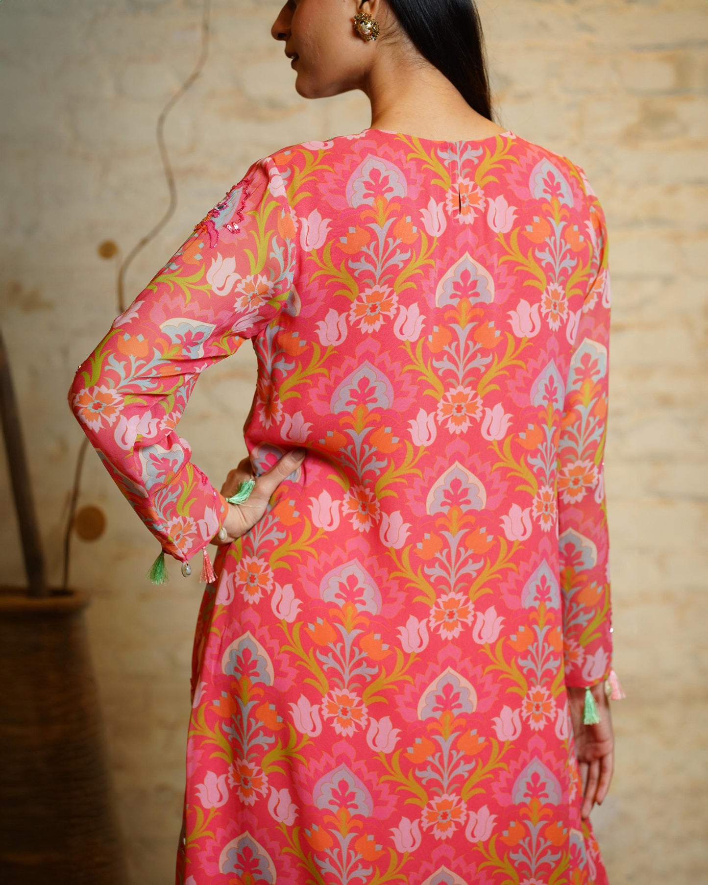 SEHER LOTUS CORAL TUNIC & DHOTI