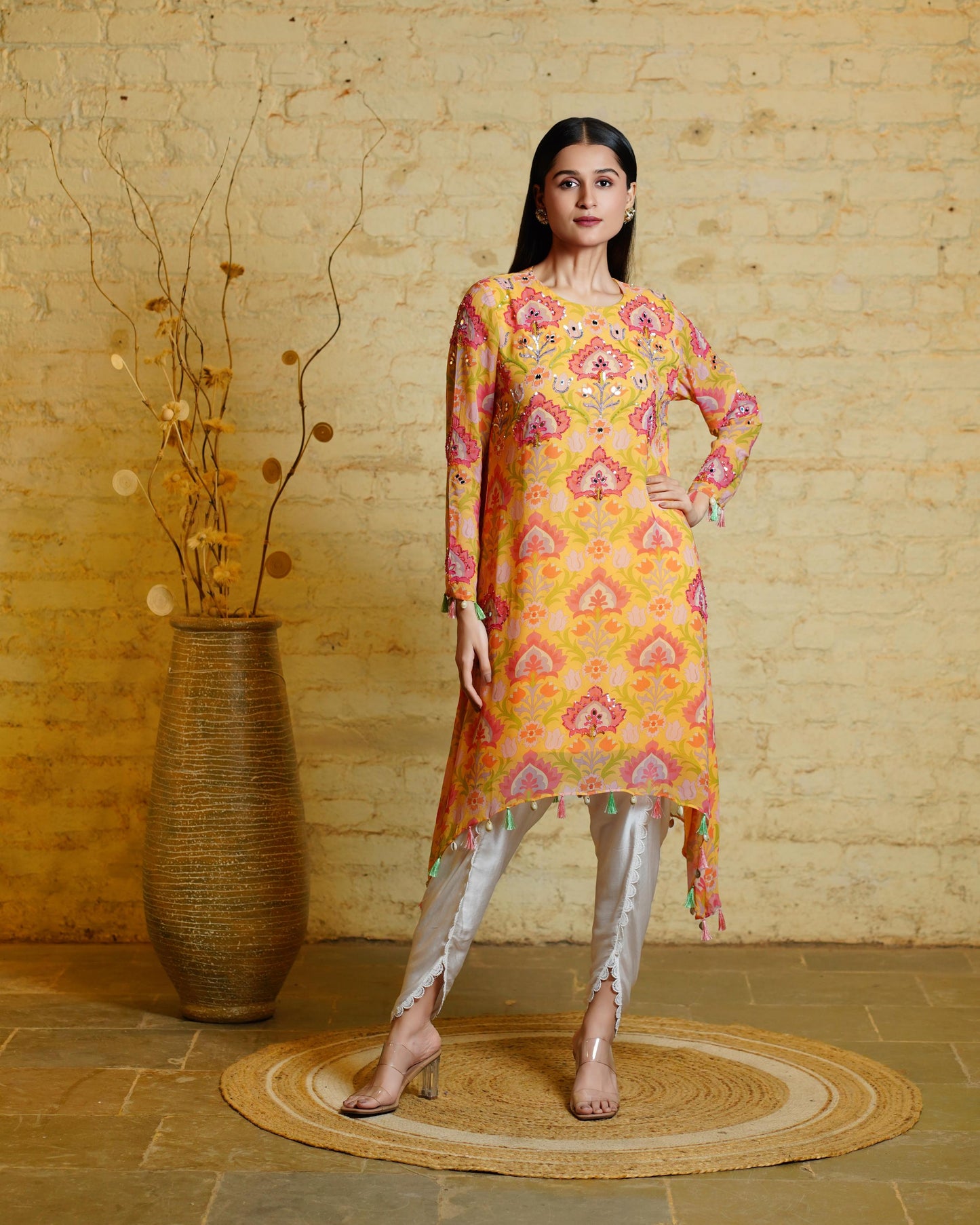 SEHER LOTUS YELLOW TUNIC & DHOTI