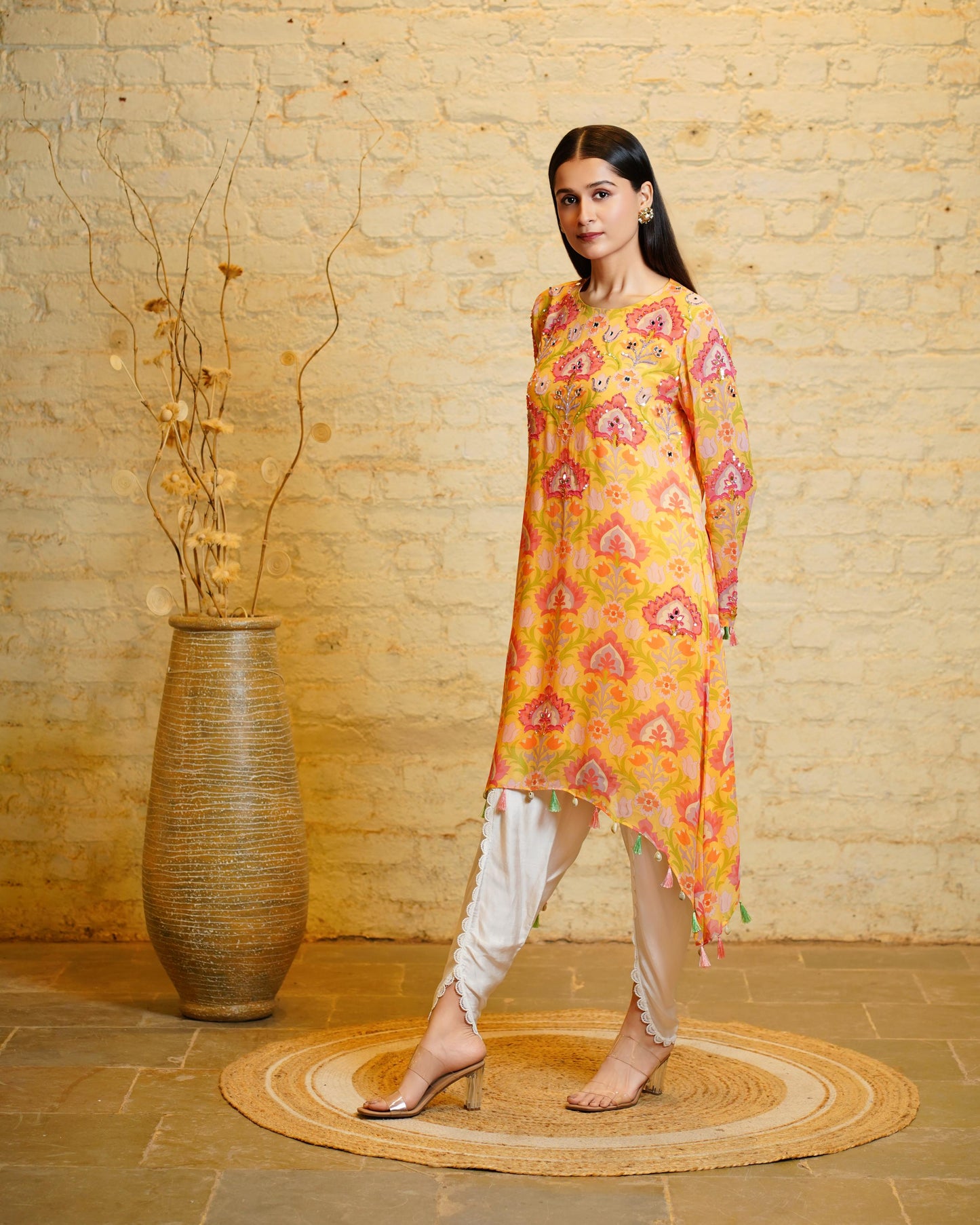 SEHER LOTUS YELLOW TUNIC & DHOTI