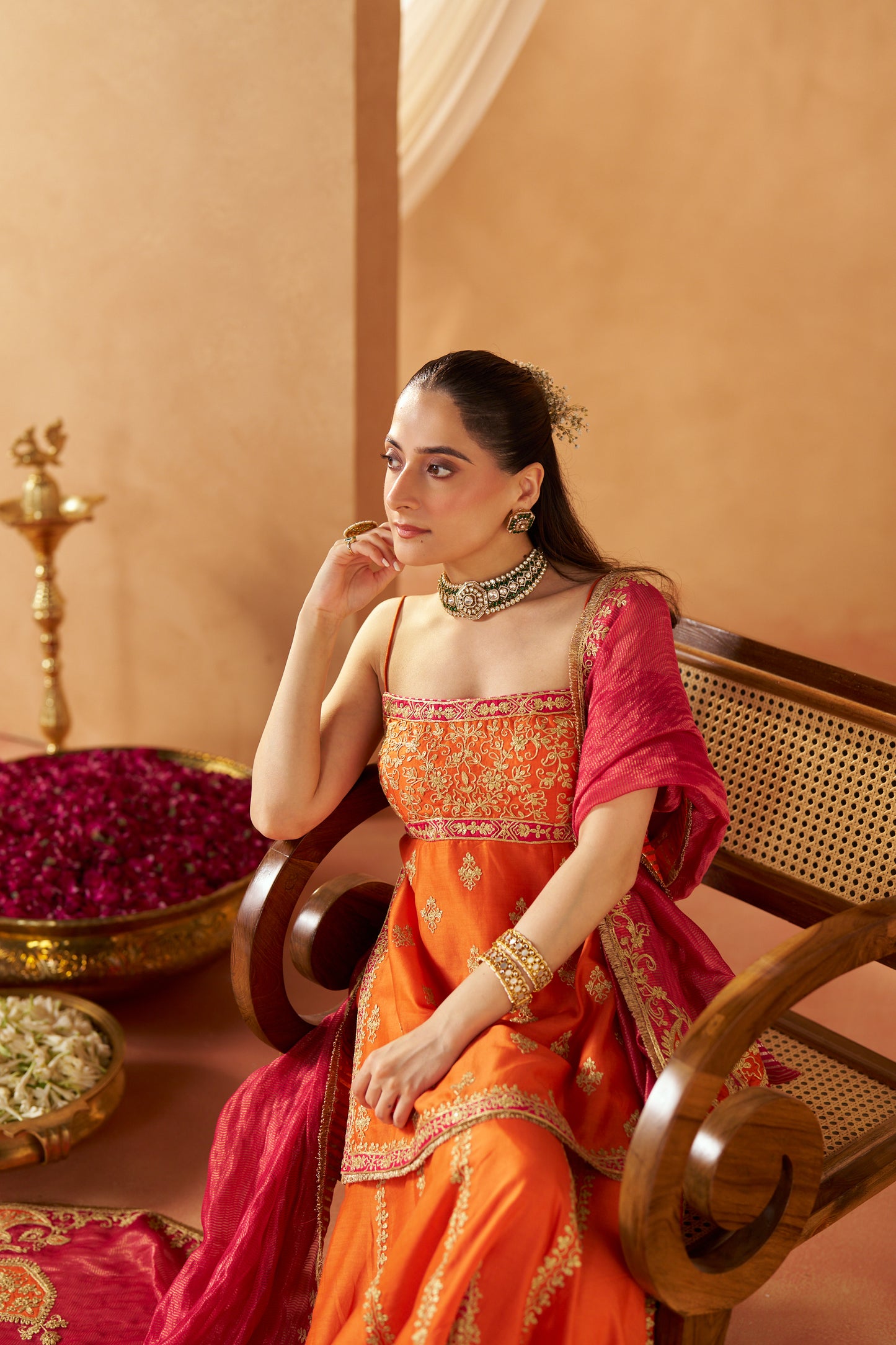 NAJMA BURNT ORANGE KURTA WITH GARARA AND DUPATTA