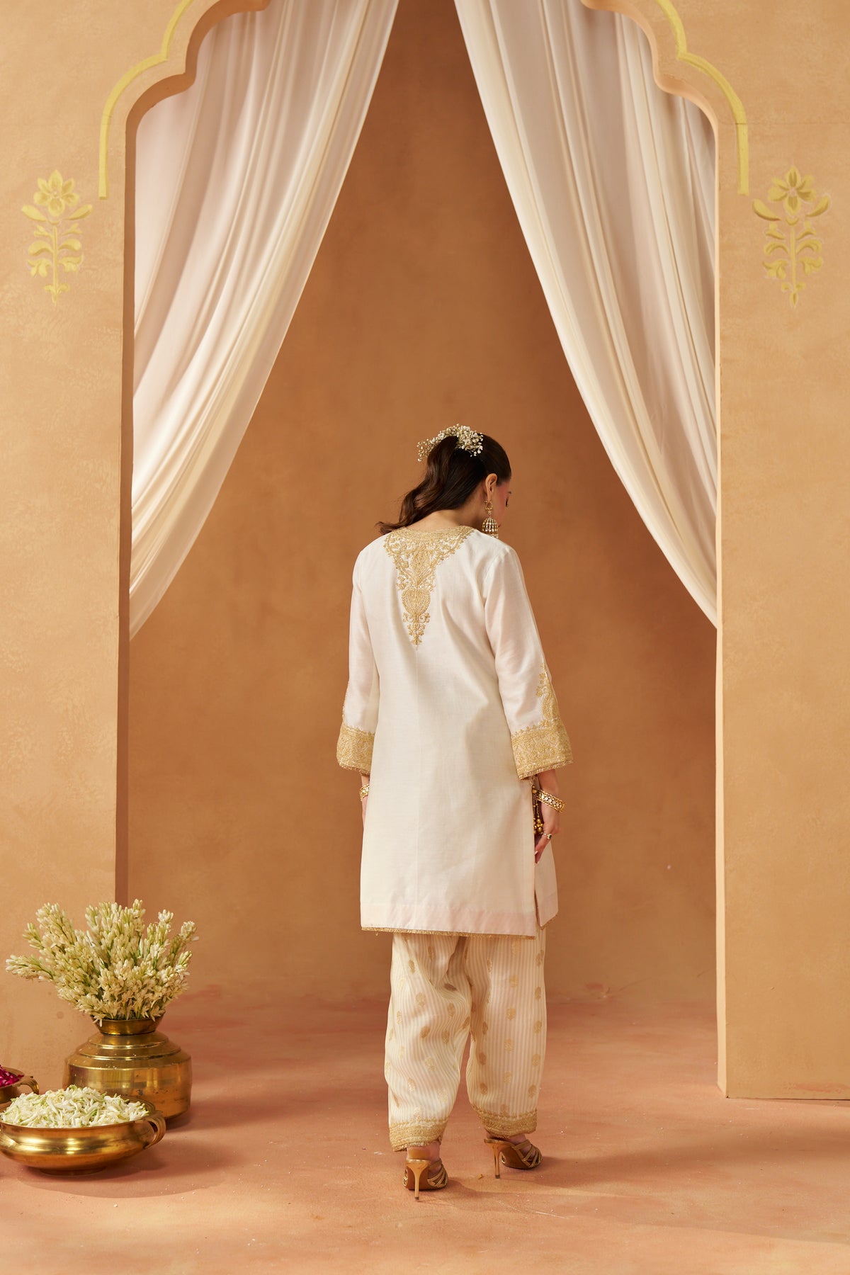 ADEELA DAISY IVORY KURTA WITH SALWAR AND DUPATTA