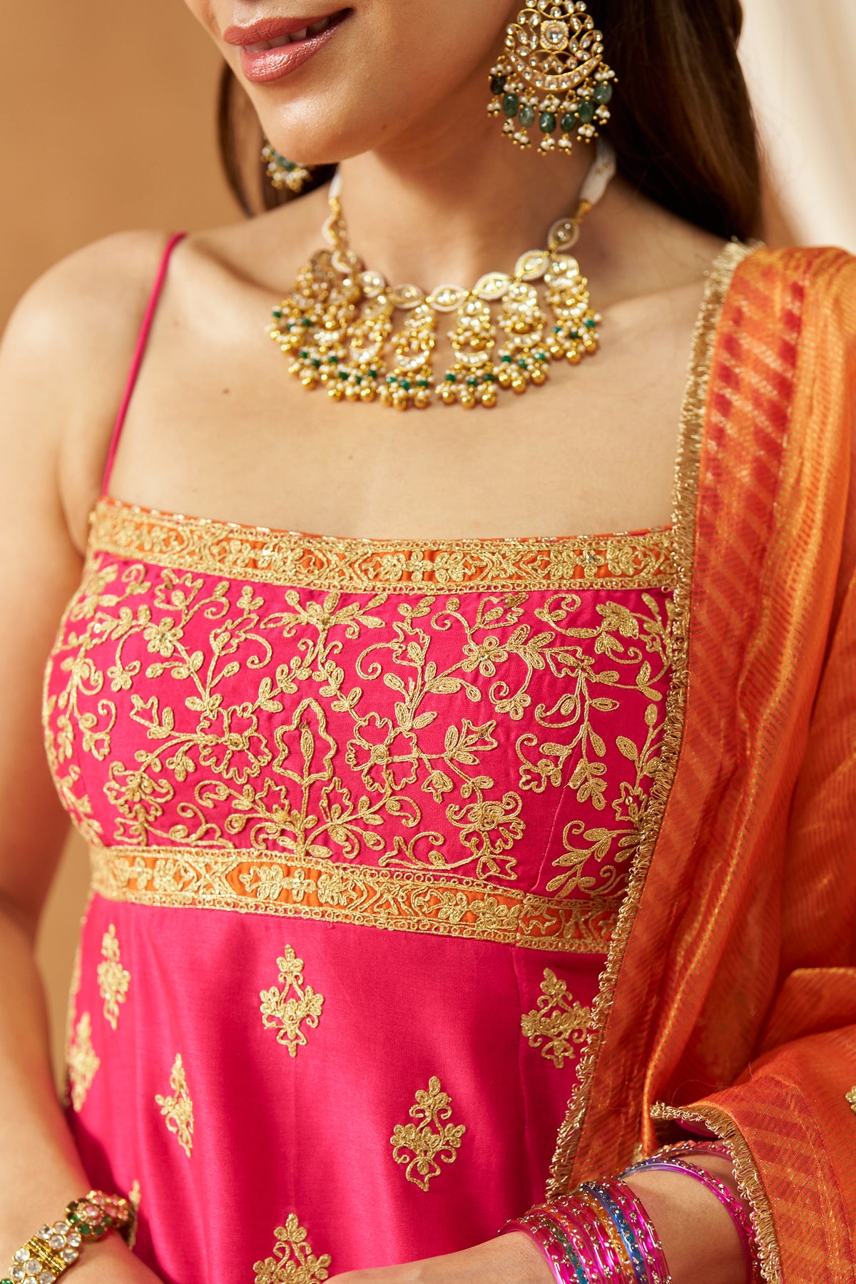 NAJMA HOTPINK KURTA WITH GARARA AND DUPATTA
