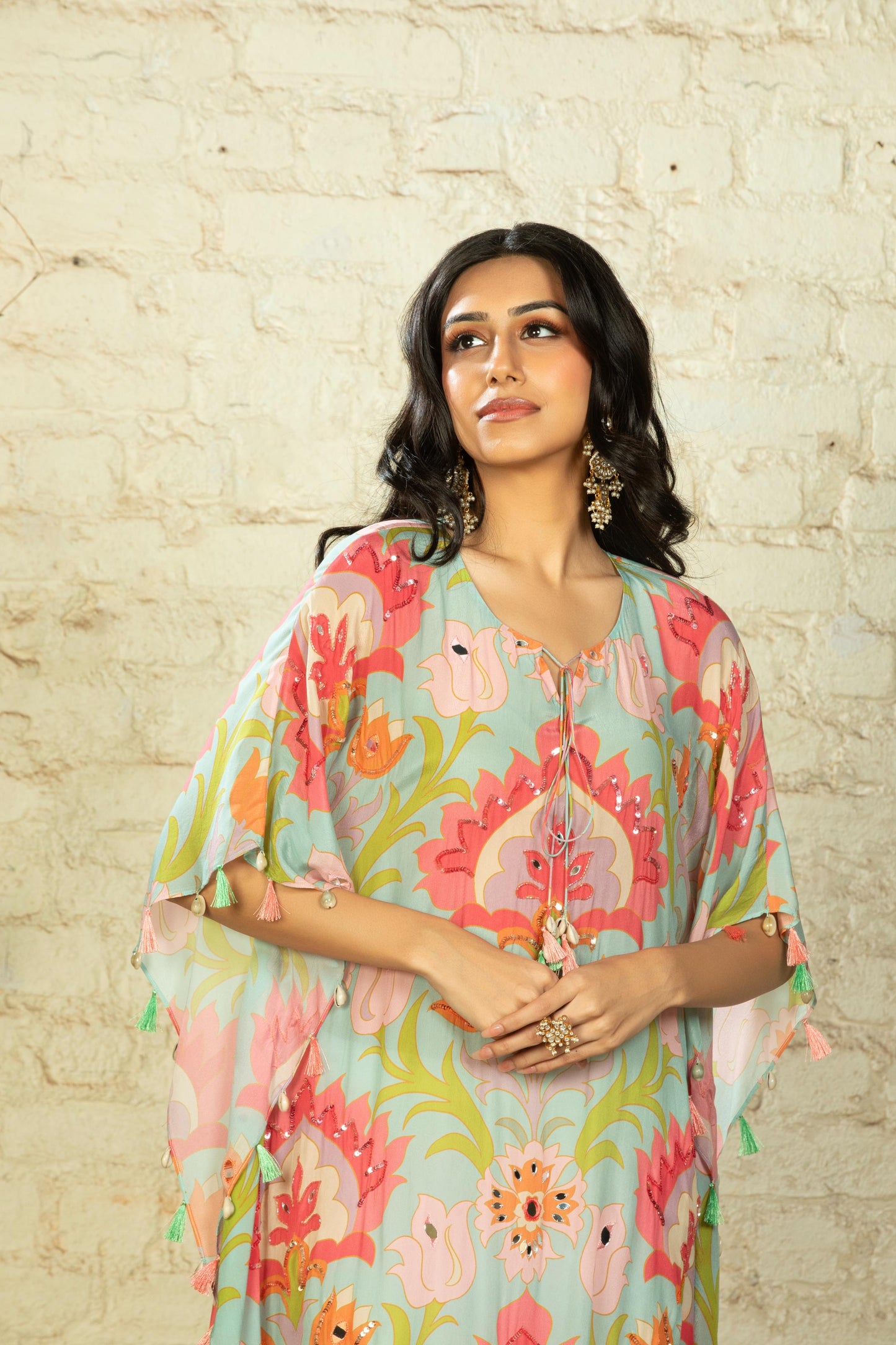 SIM BIG LOTUS AQUA SHORT KAFTAN & DHOTI