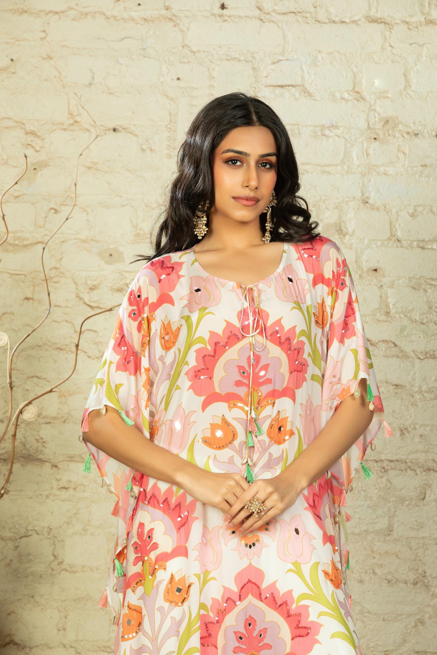 SIM BIG LOTUS IVORY SHORT KAFTAN & DHOTI