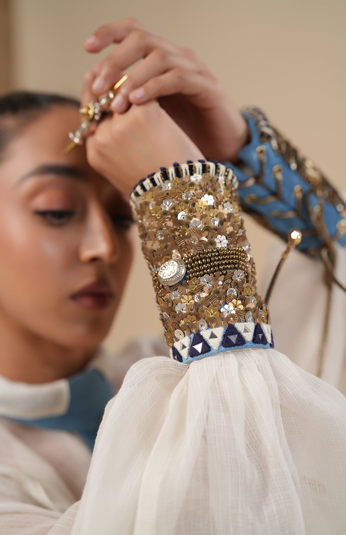 DENIM EMBELLISHED CUFF