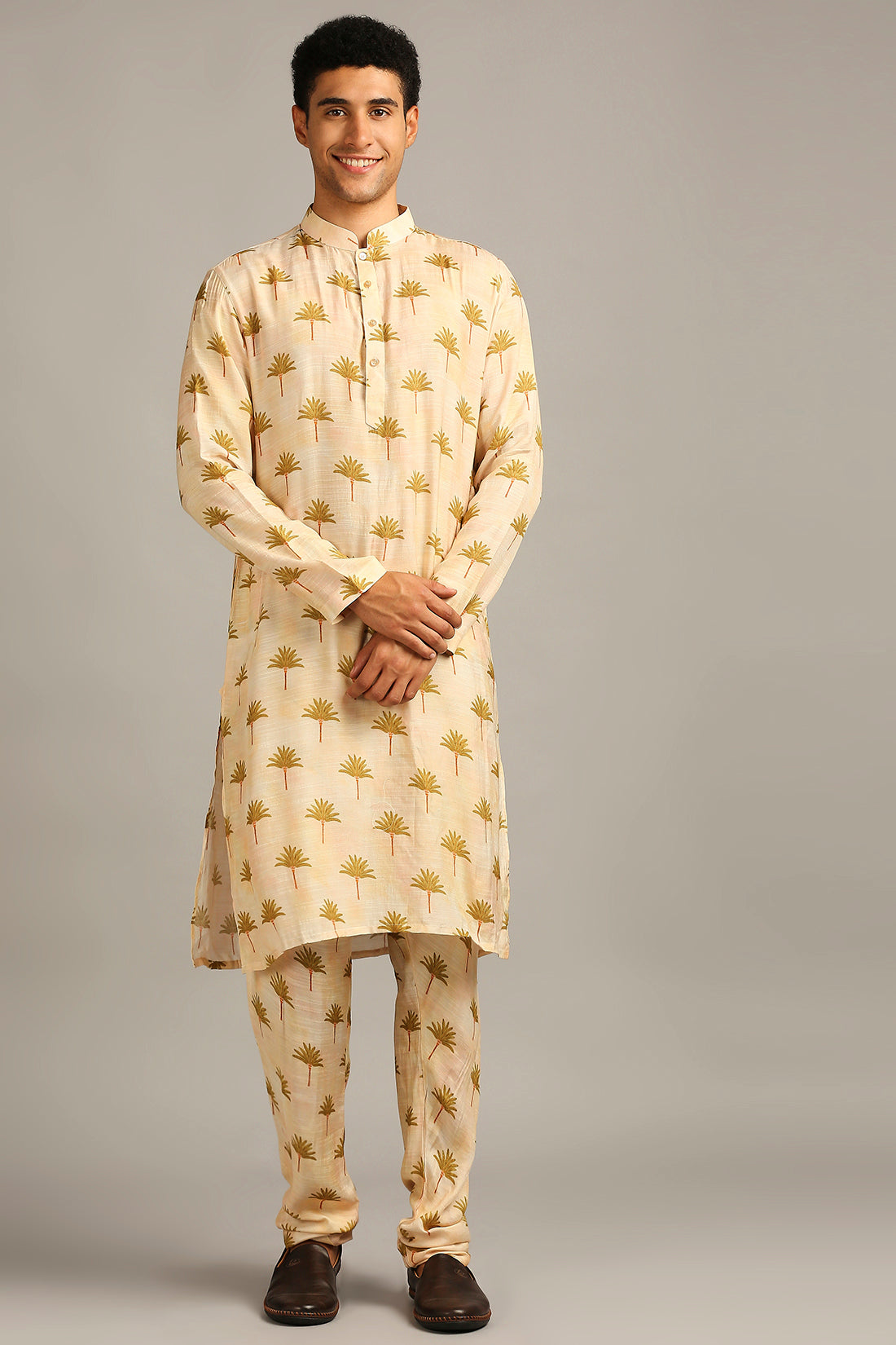 CONVERSATIONAL PRINTED LONGLINE JACKET WITH KURTA SET