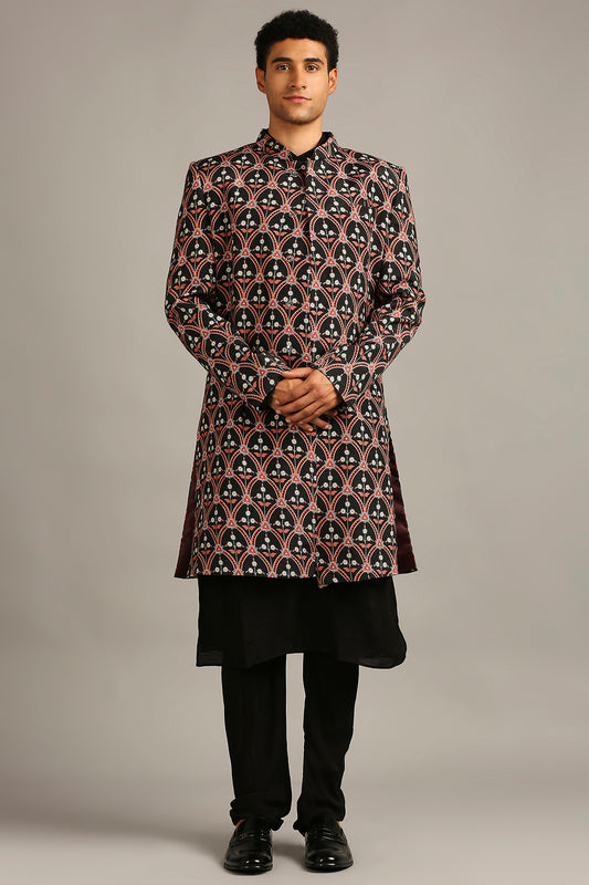 ETHNIC FOLKLORE PRINTED SHERWANI SET