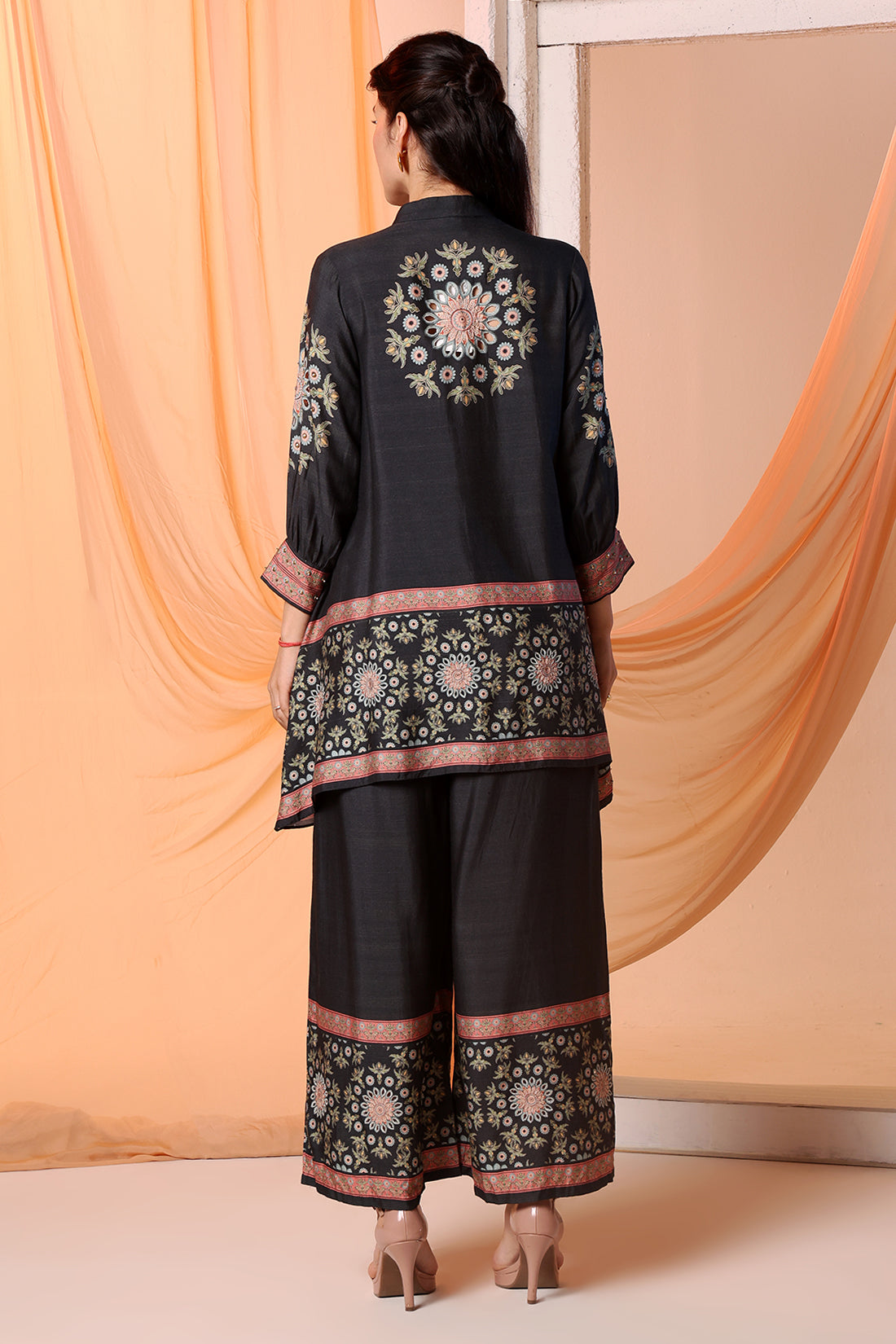 ERAYA EMBELLISHED CO-ORD SET WITH GATHERED SLEEVES