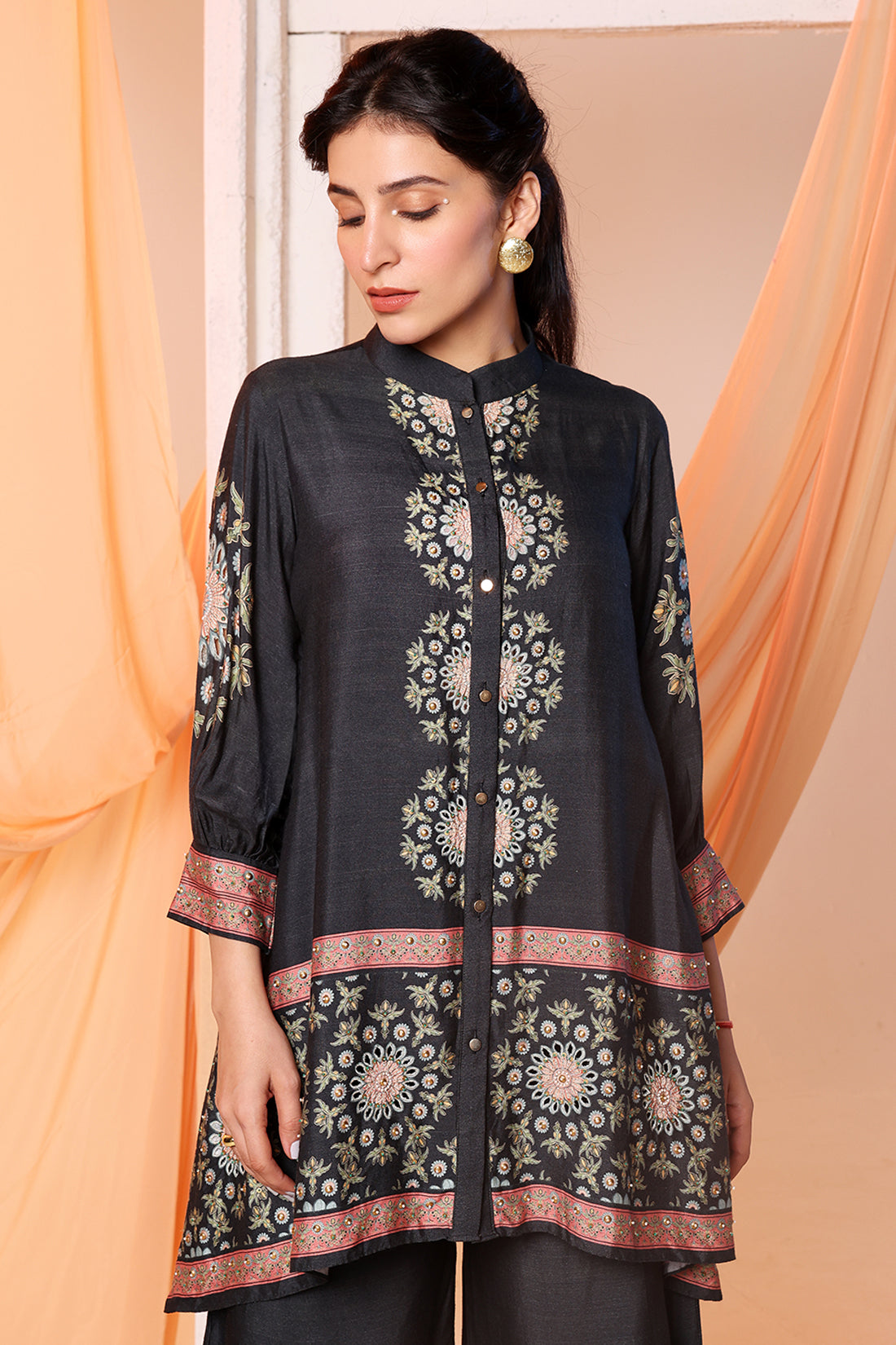 ERAYA EMBELLISHED CO-ORD SET WITH GATHERED SLEEVES