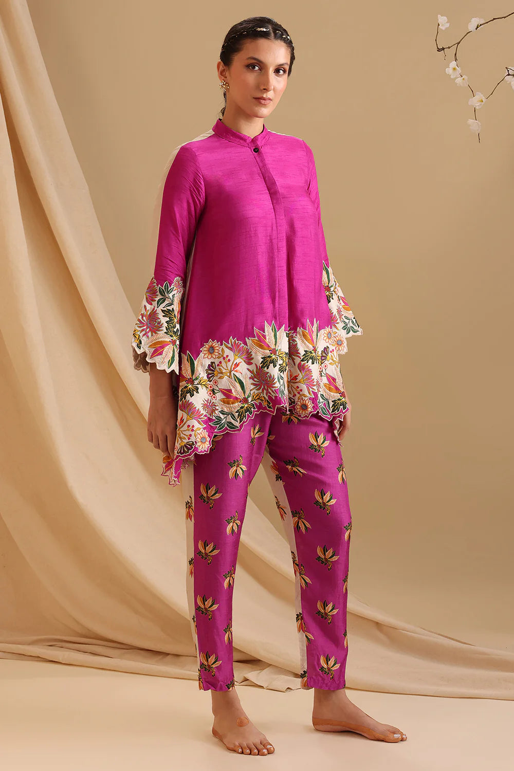 FUCHSIA PINK AARANI EMBROIDERED CO-ORD SET