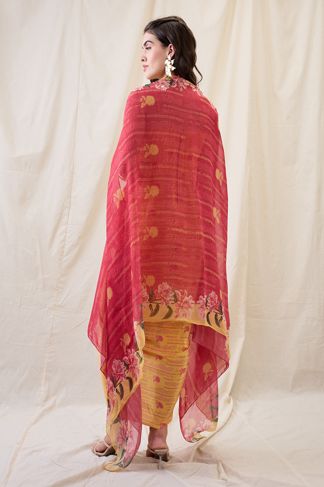 RAVYA DRAPE DRESS WITH EMBELLISHED CAPE