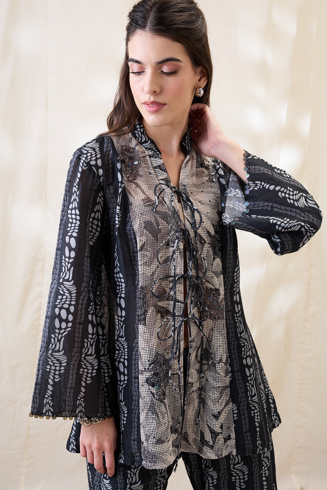 RAVYA EMBELLISHED FRONT TIE-UPS CO-ORD SET