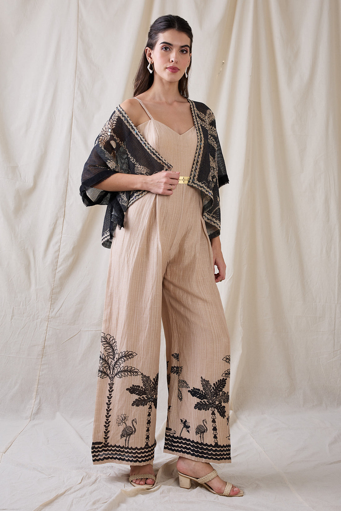 NOORANI PRINTED JUMPSUIT WITH EMBROIDERED JACKET