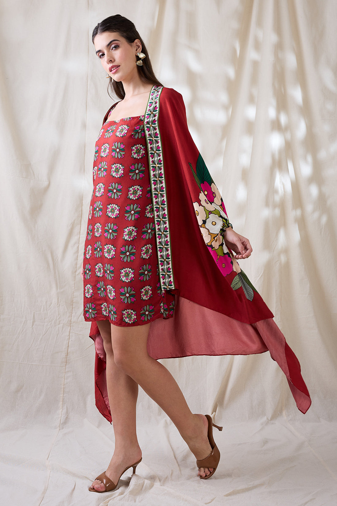 GULZAAR PRINTED DRESS WITH JACKET