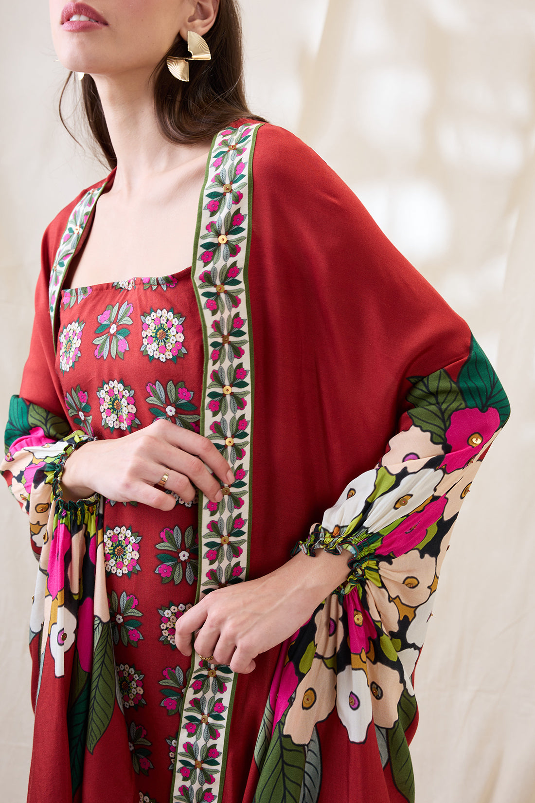 GULZAAR PRINTED DRESS WITH JACKET