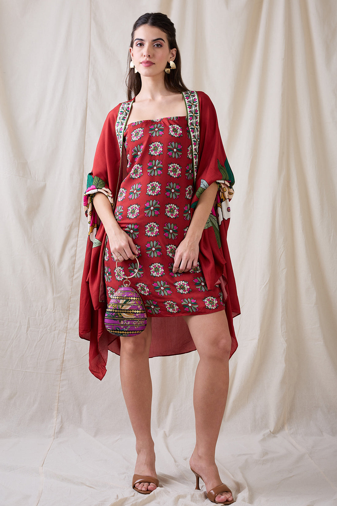 GULZAAR PRINTED DRESS WITH JACKET