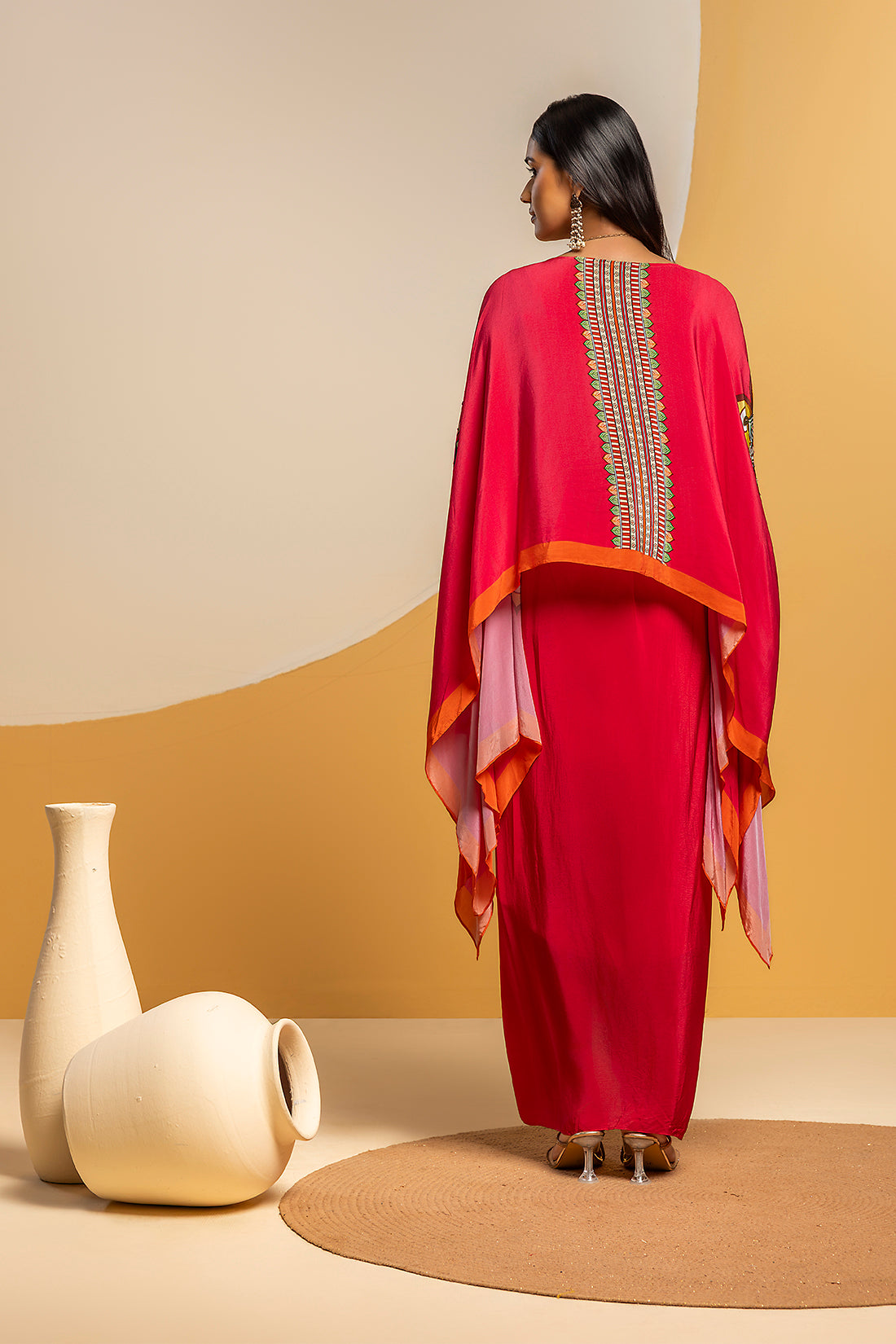 TAARANI EMBELLISHED DRAPE SKIRT SET