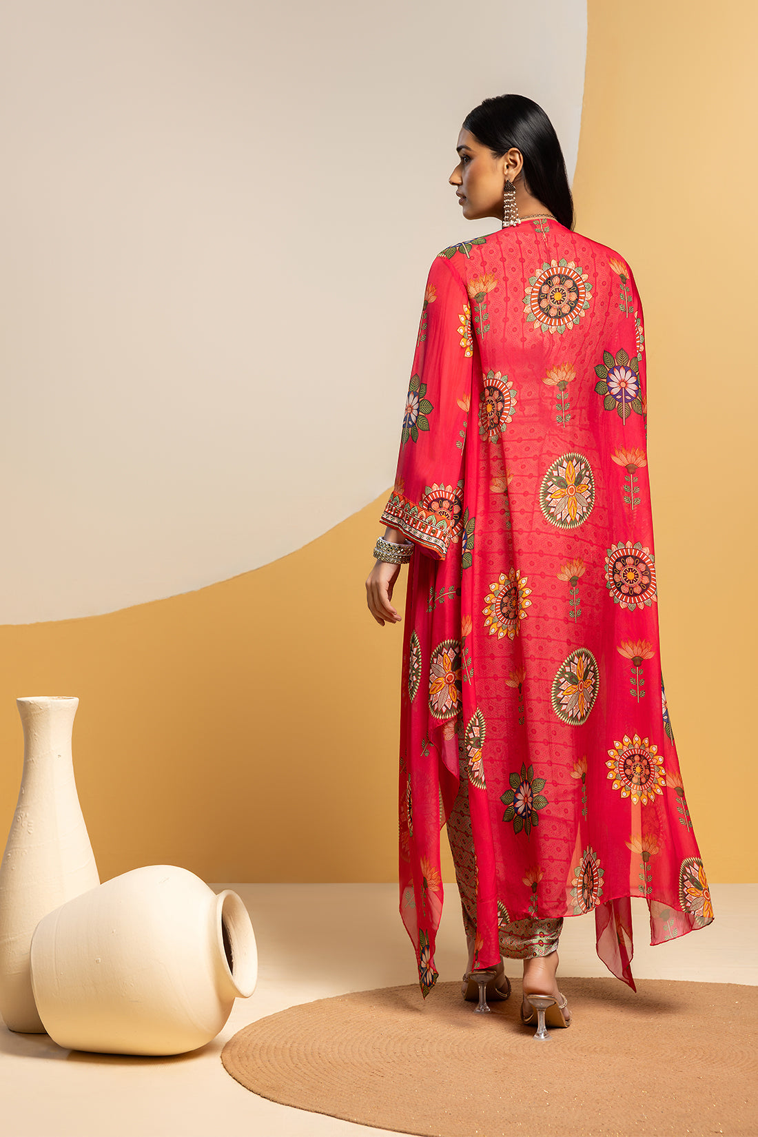 TAARANI EMBELLISHED DRAPE DRESS SET