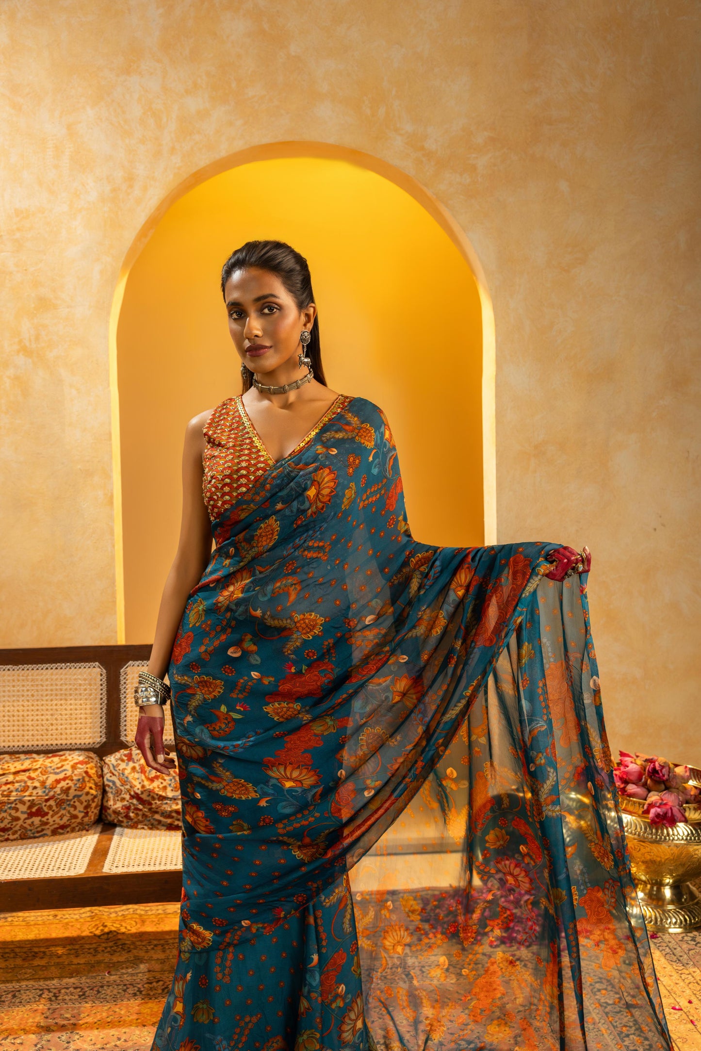 RANGTARA EMBELLISHED PRE-STITCHED SAREE