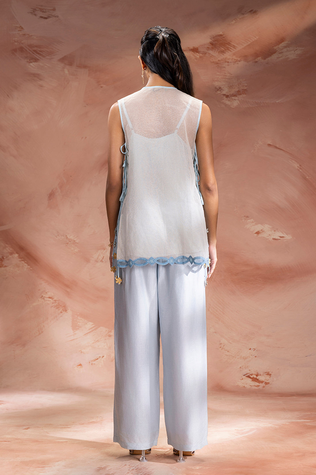 ALISA EMBROIDERED TIE-UP TOP & PANTS