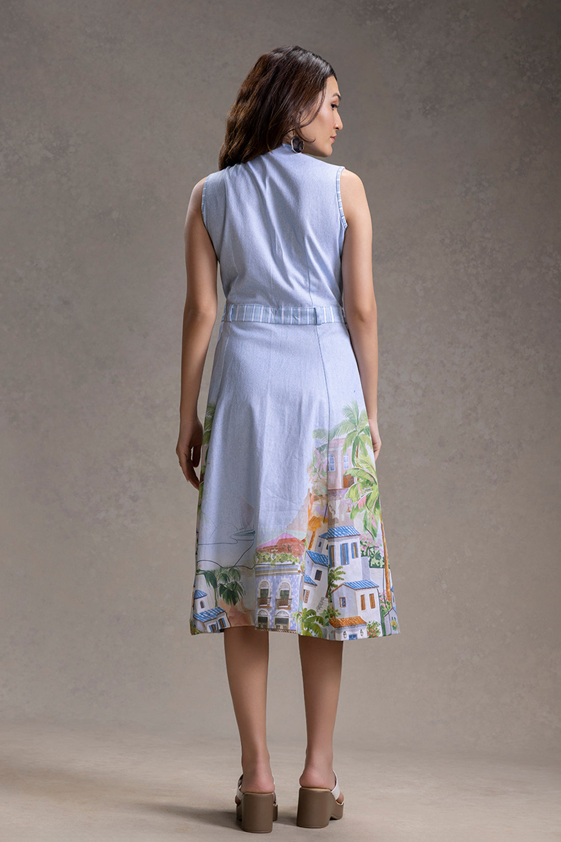 REVIERA PRINTED OVERLAP A-LINE DRESS