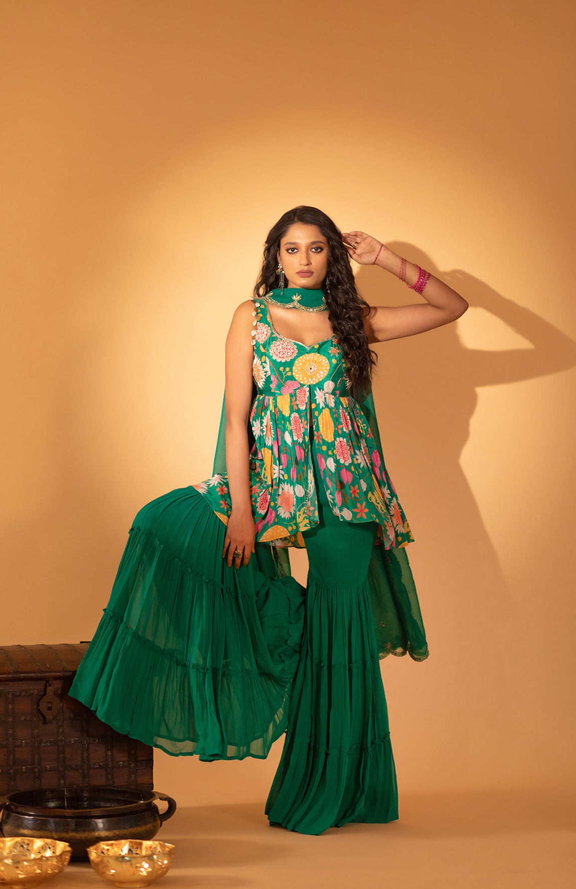 RAMA GREEN SHARARA SET