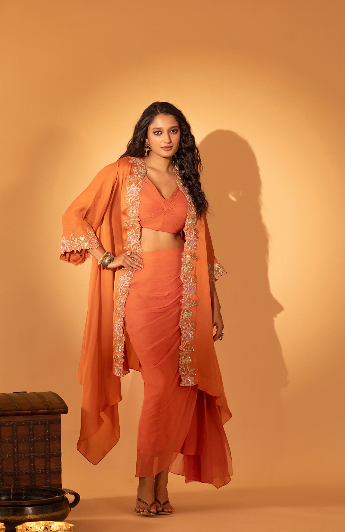 RUST COLOR JACKET SET