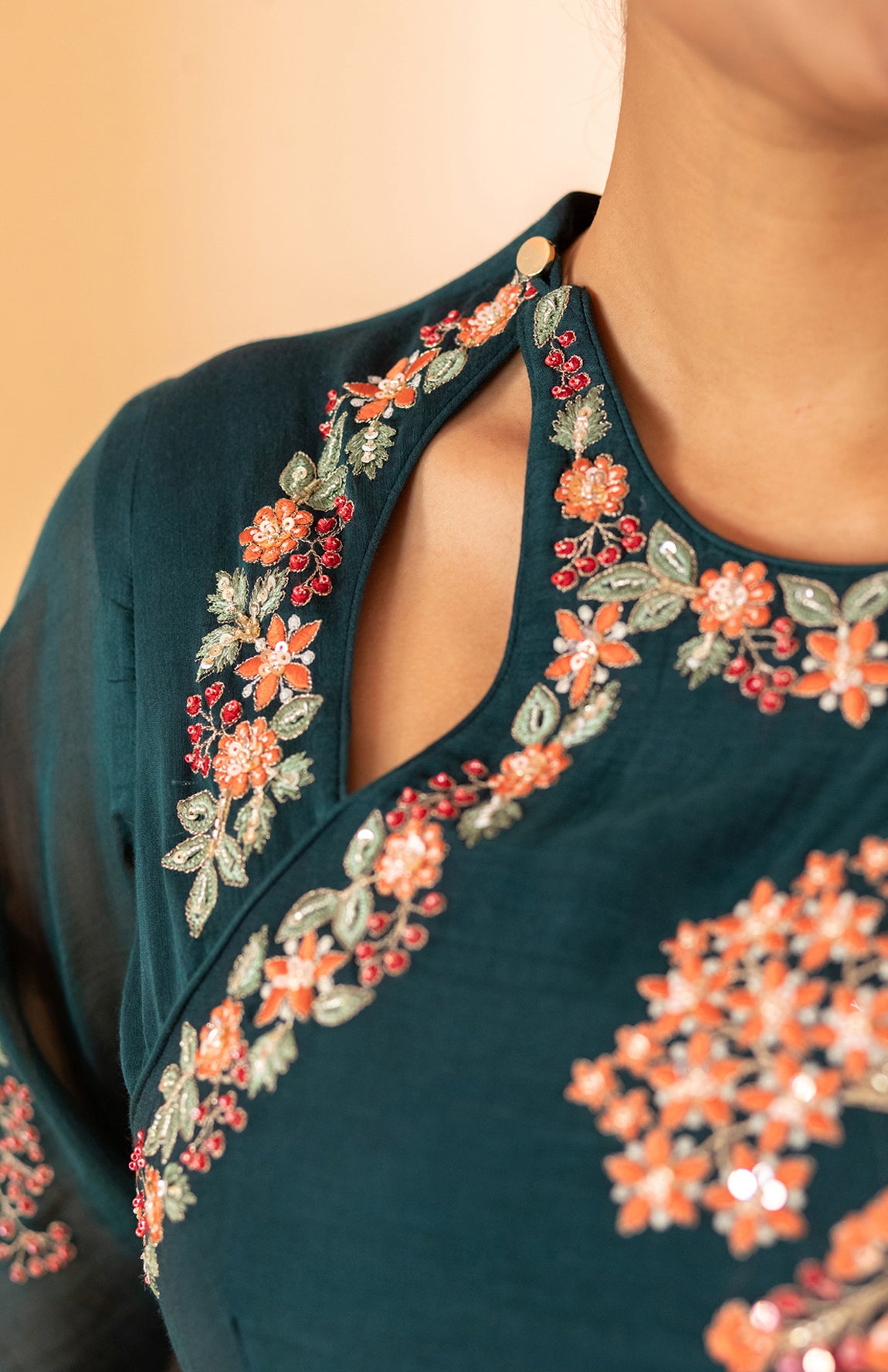 TEAL GREEN ANARKALI SET