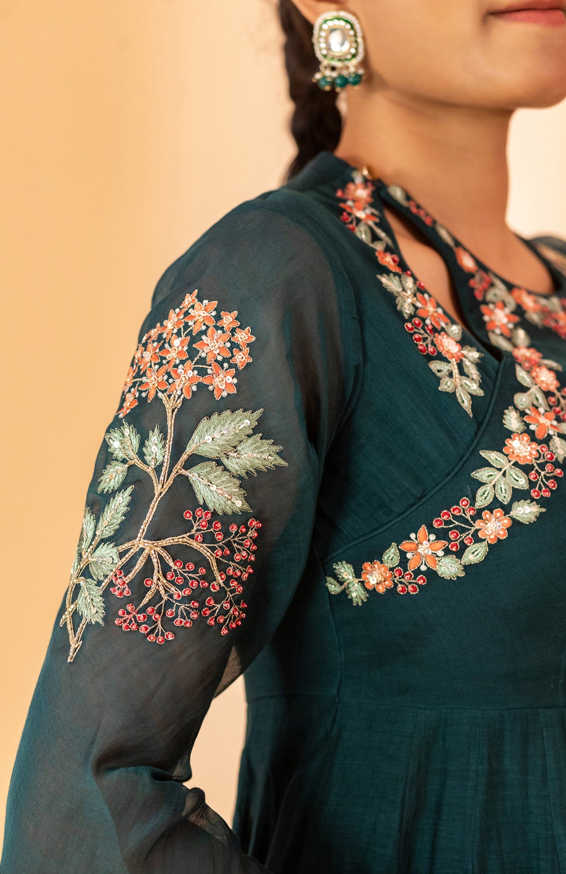 TEAL GREEN ANARKALI SET