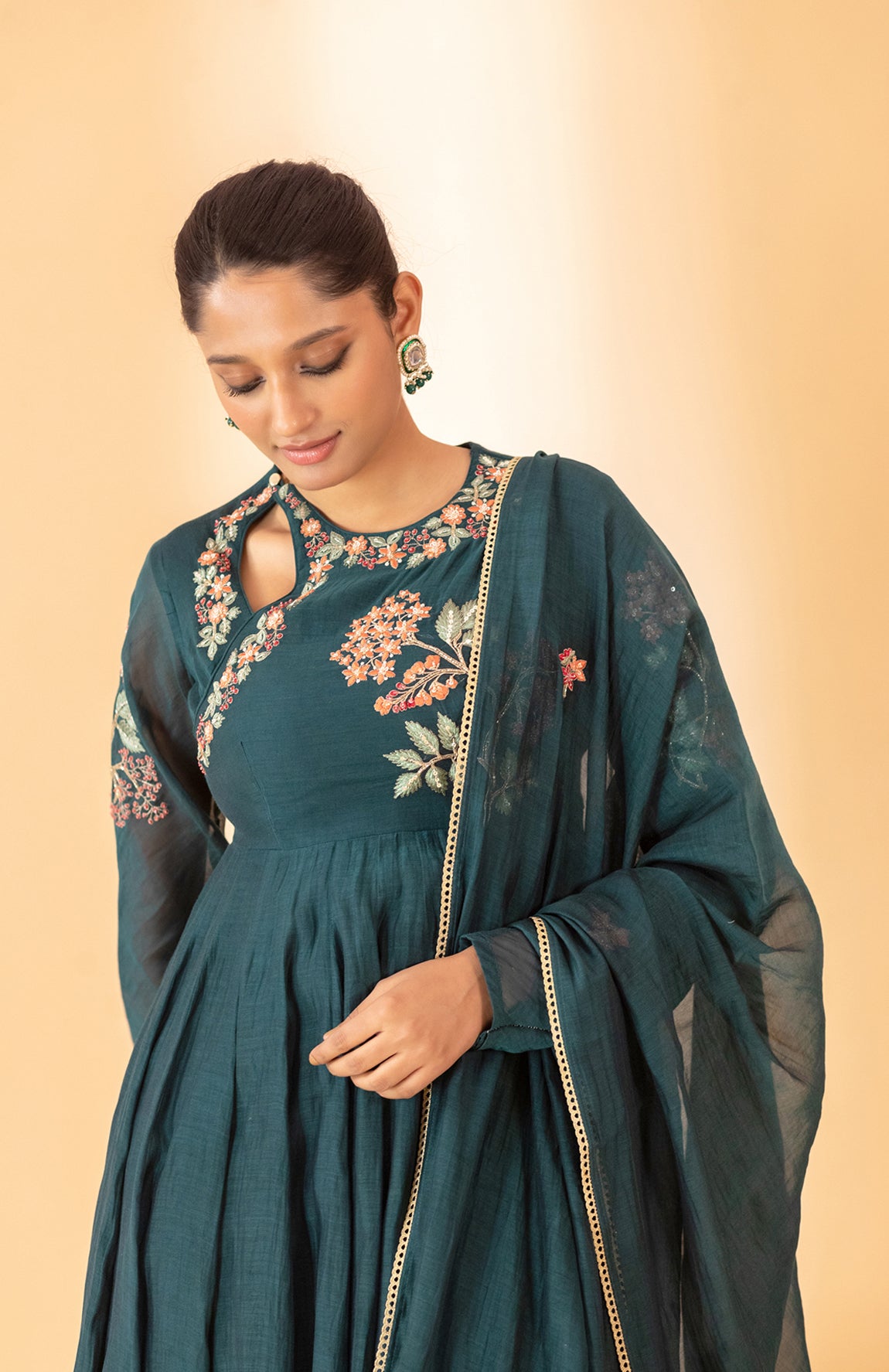 TEAL GREEN ANARKALI SET