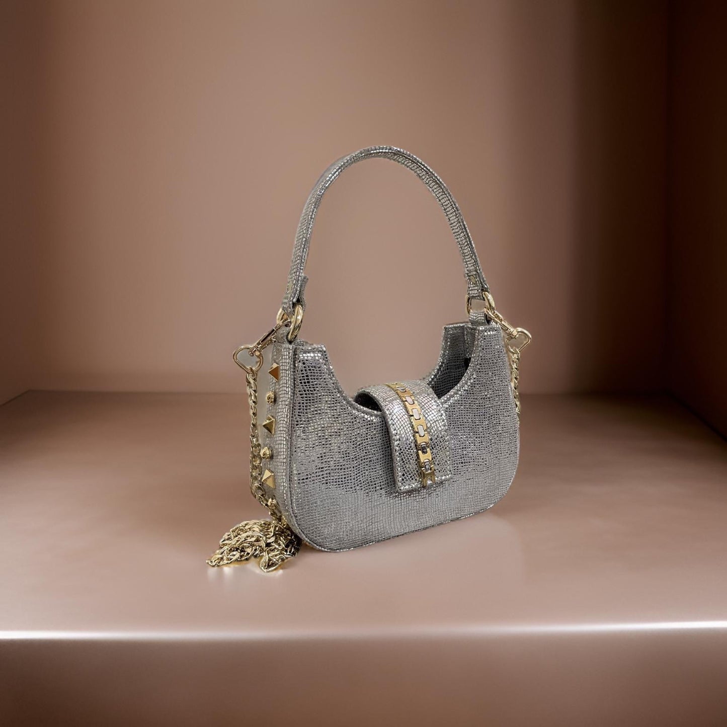 SILVER SEMI CIRCLE BAG