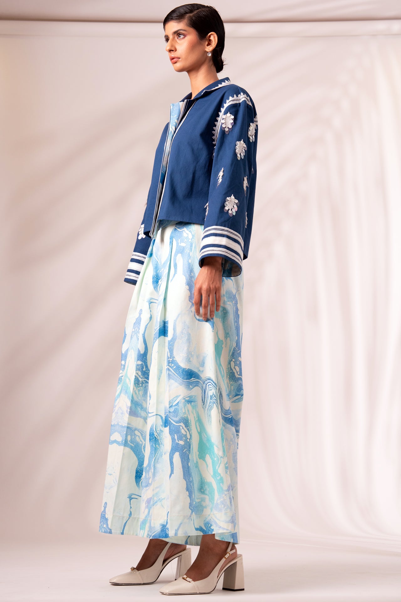 INDIGO COSMO TOP & RICO PLEATED CULOTTES CO-ORD SET
