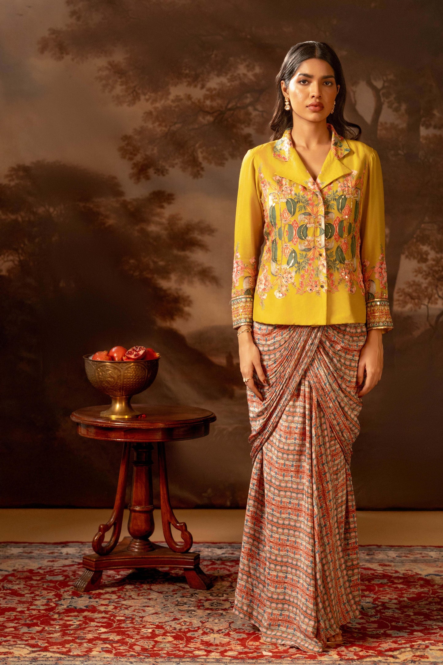TAMAYA EMBELLISHMENT DRAPE SAREE JACKET SET