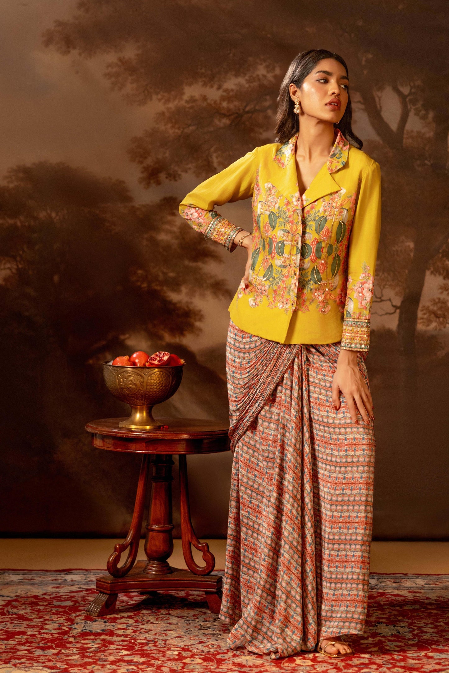 TAMAYA EMBELLISHMENT DRAPE SAREE JACKET SET