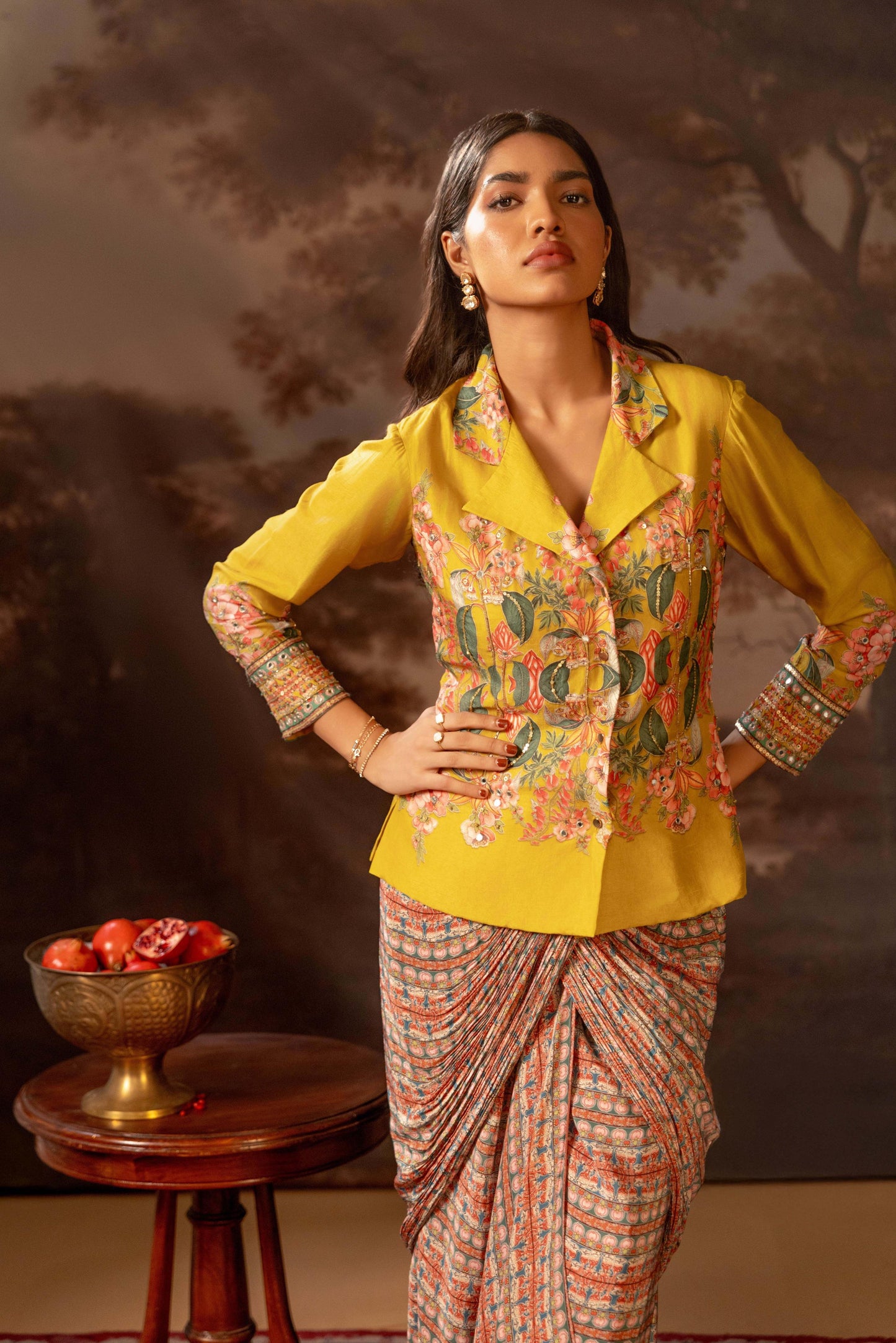 TAMAYA EMBELLISHMENT DRAPE SAREE JACKET SET