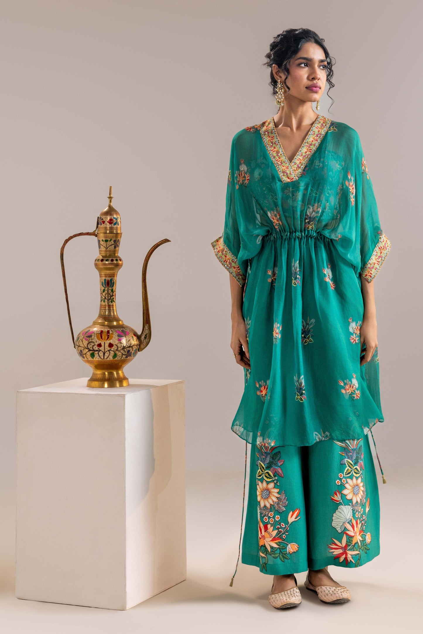 AARANI EMBELLISHED PANT SET WITH A CAPE