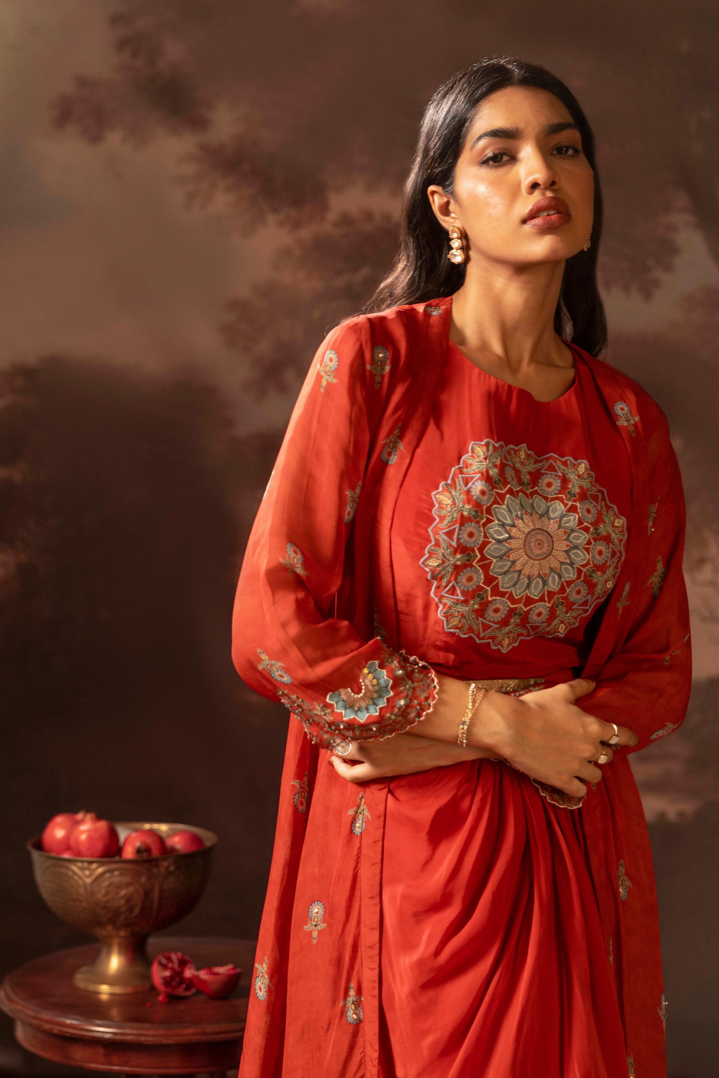 ERAYA EMBELLISHED DRAPE DRESS SET