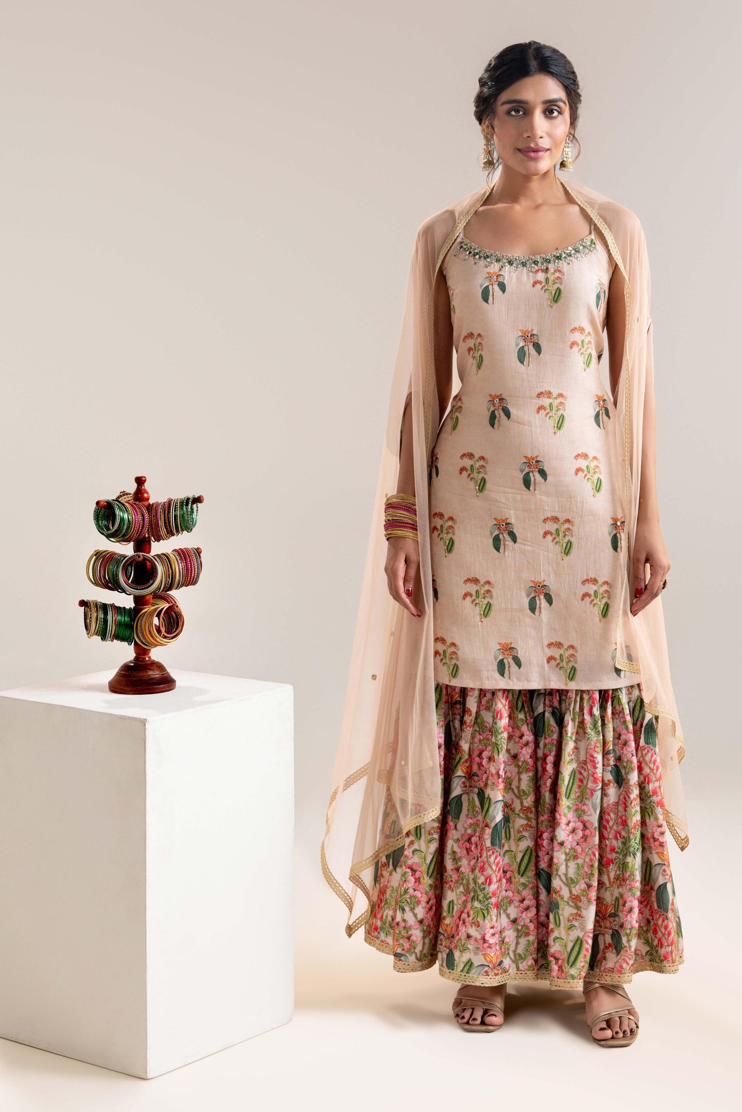 AARANI EMBROIDERED SHARARA SET WITH A CAPE