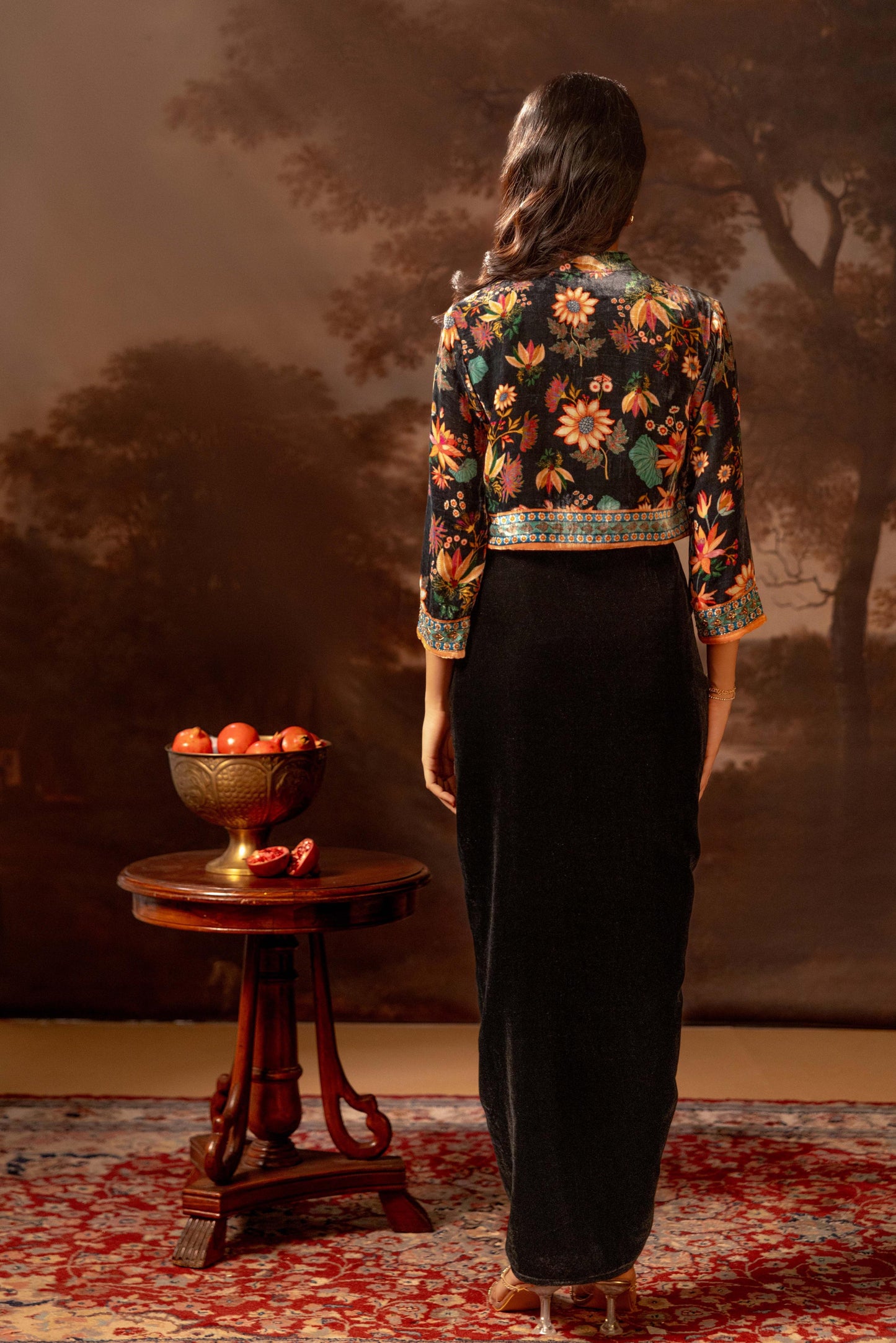 AARANI EMBROIDERED DRAPE SKIRT SET