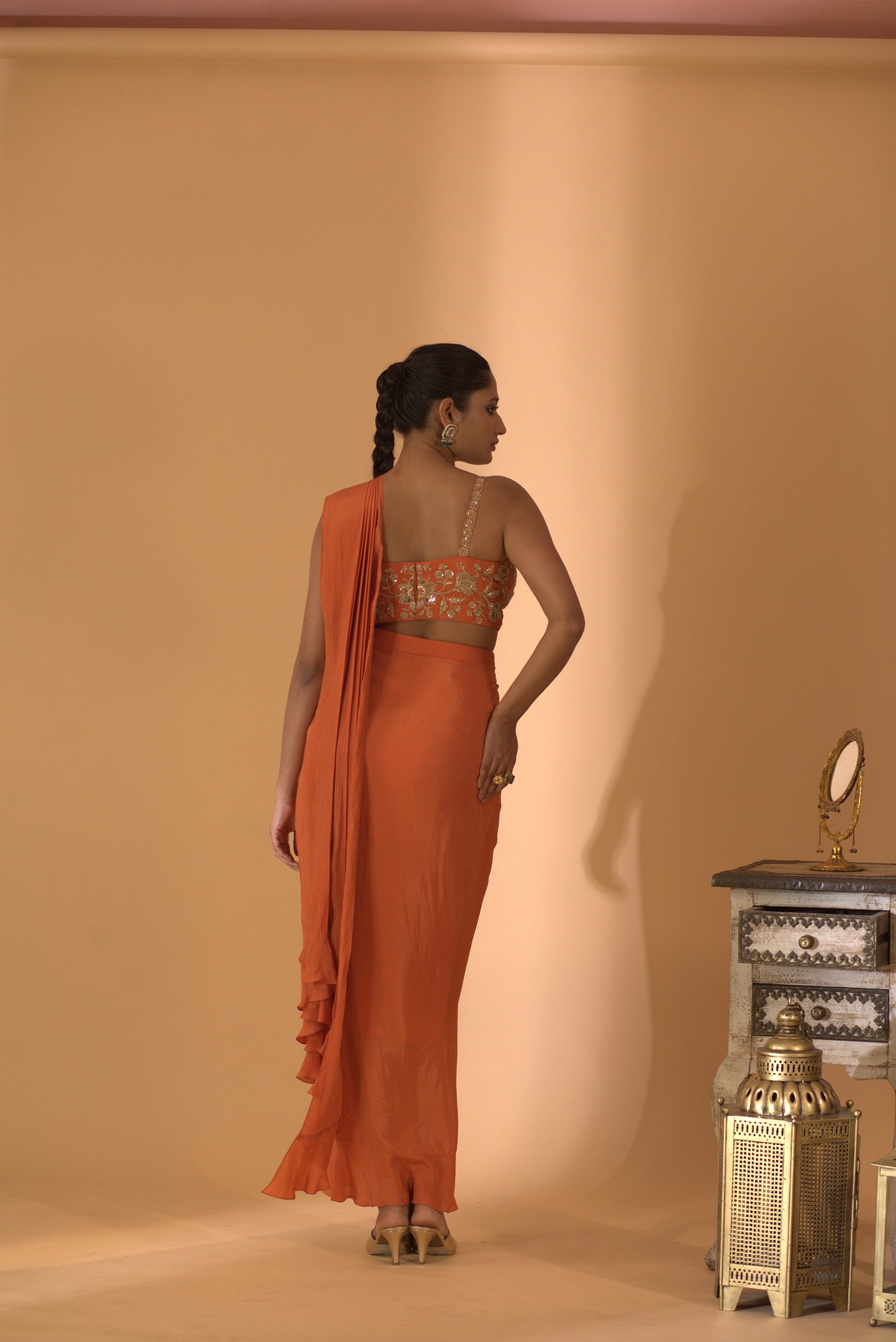 RUST COLOR SAREE SET