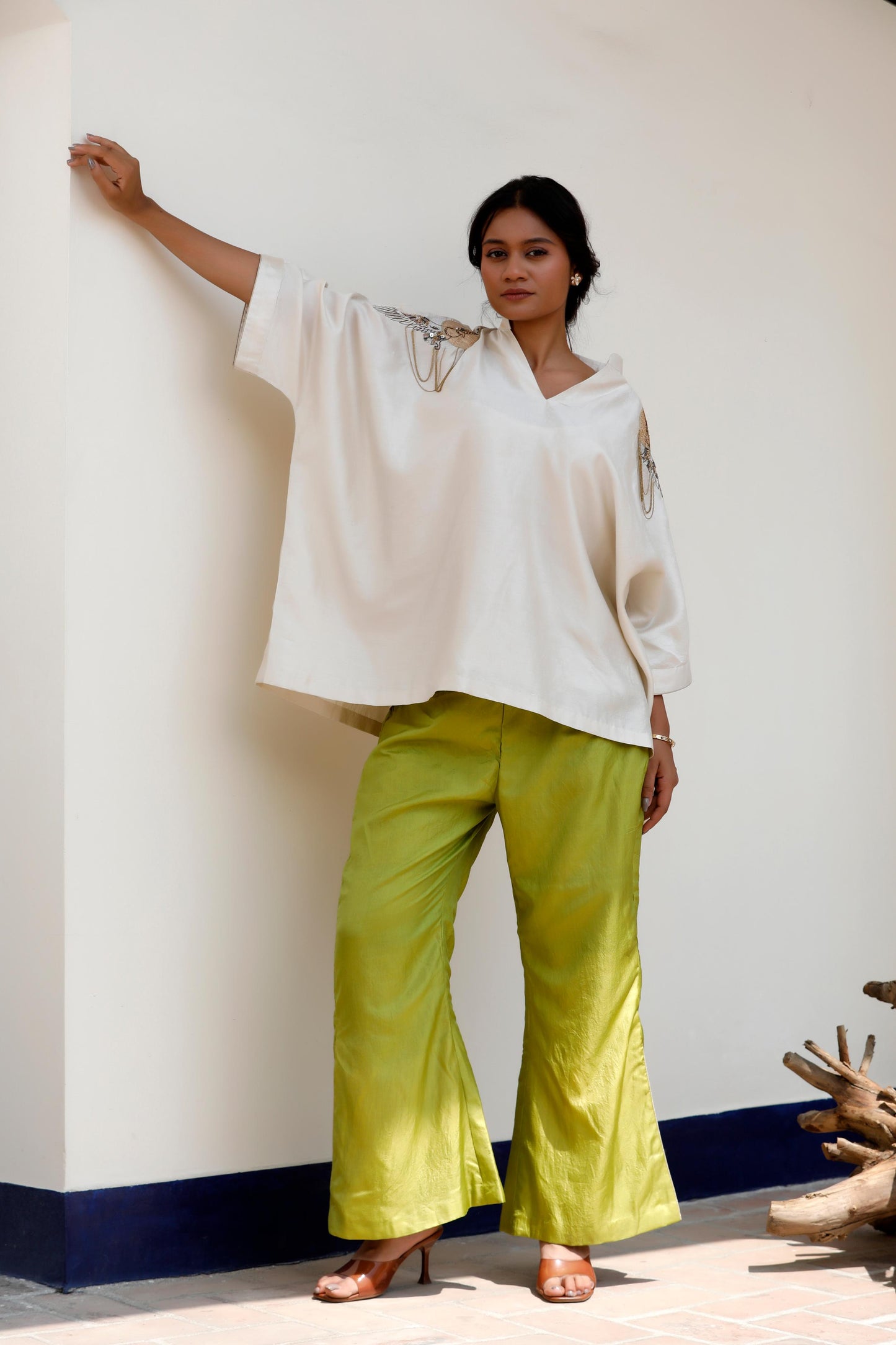 IVORY & GREEN PANT SET