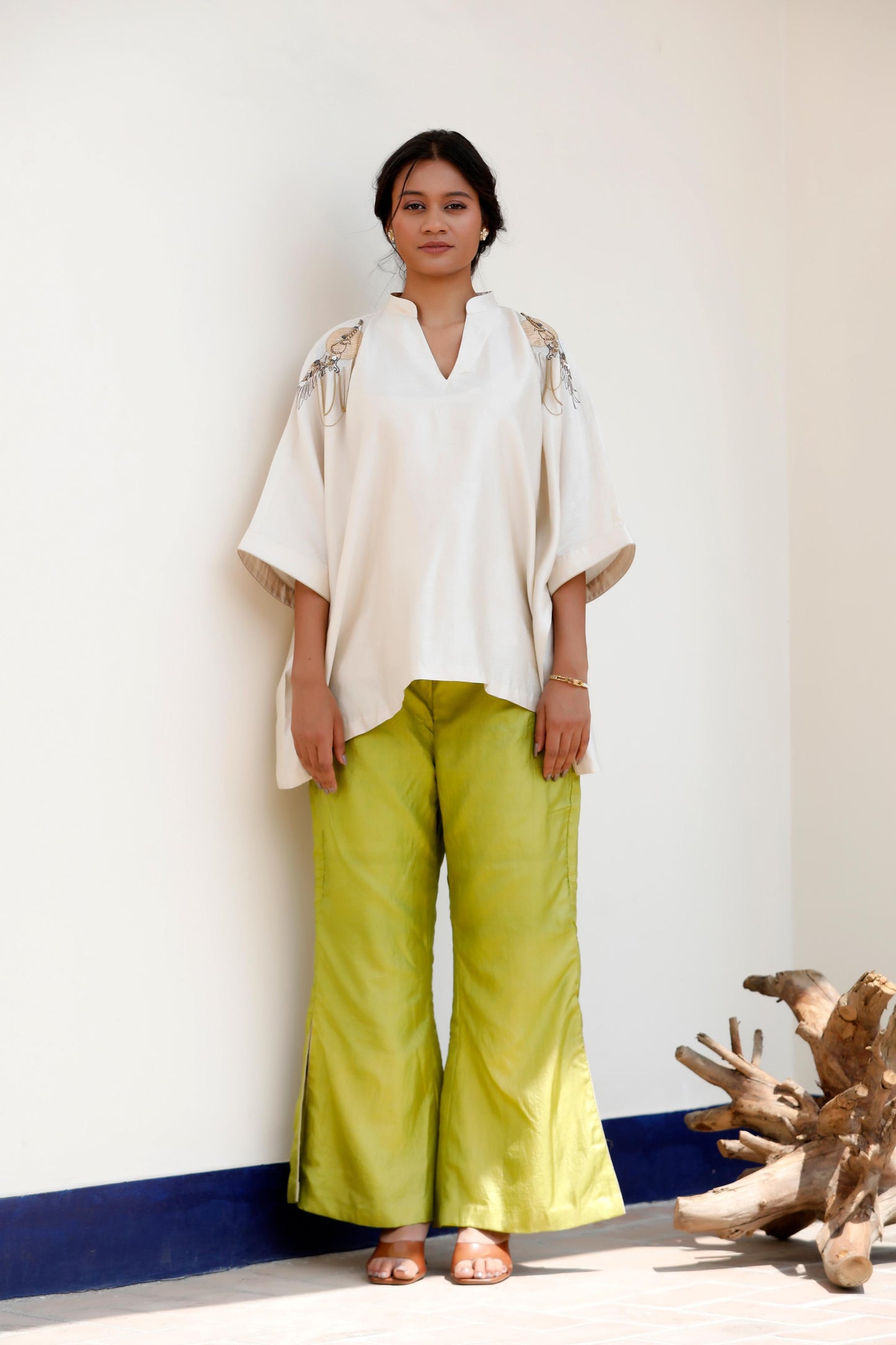 IVORY & GREEN PANT SET