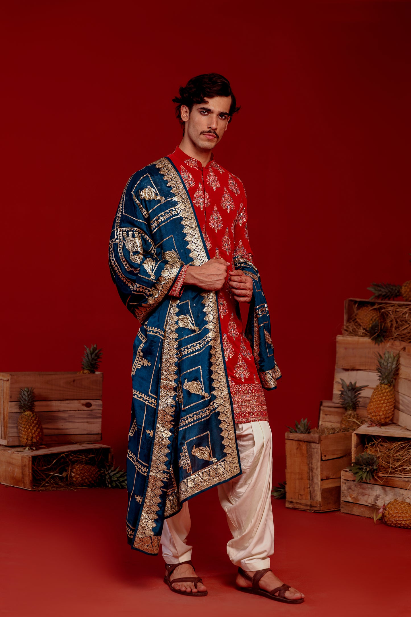 PRAVAR RED KURTA SET
