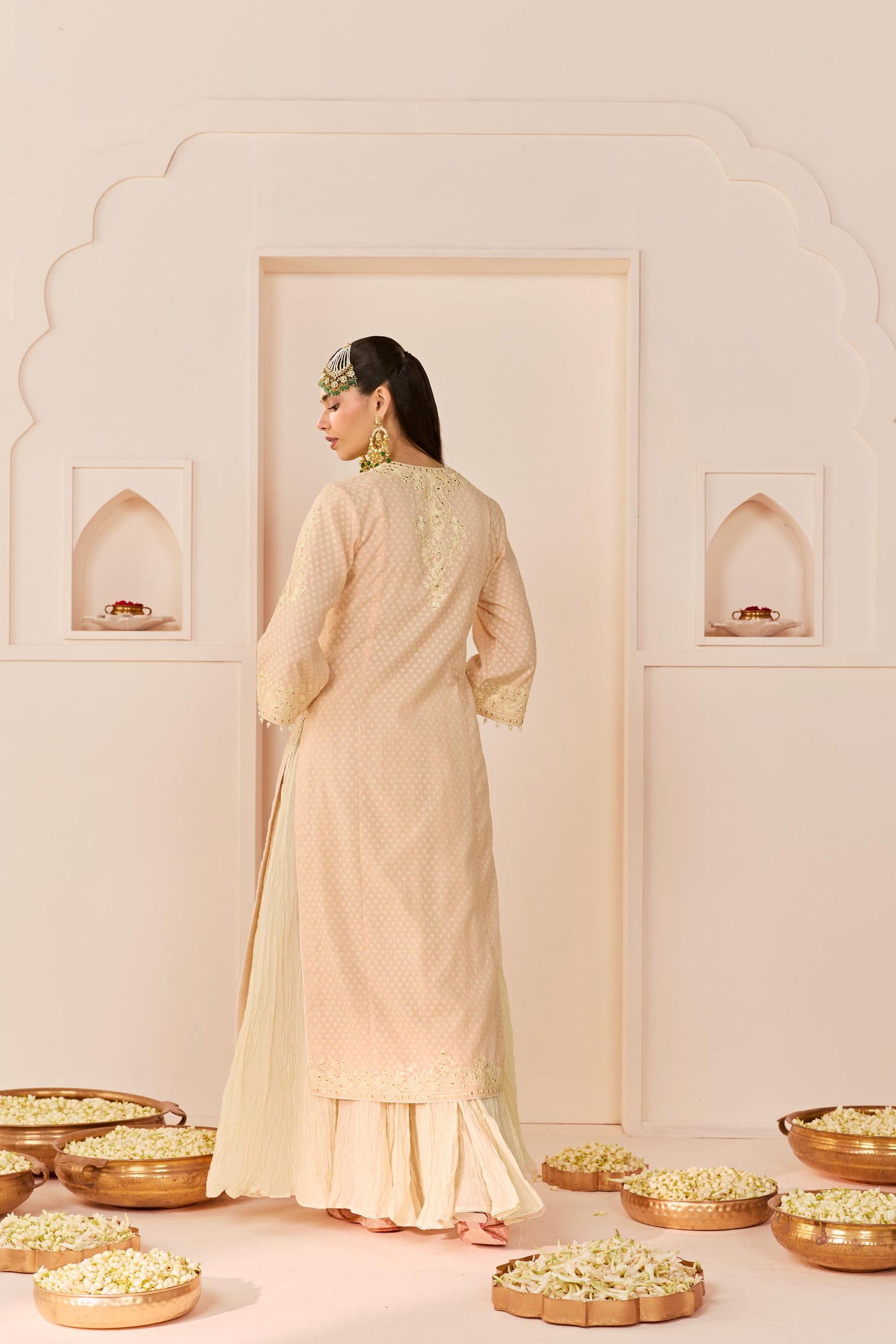 RUHANI - CARNATION PINK LONG KURTA WITH SKIRT AND DUPATTA