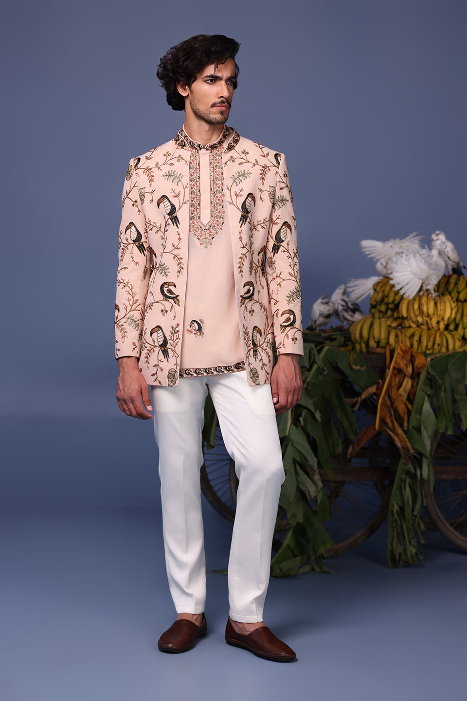 AHAN MACAW PINK JODHPURI SET
